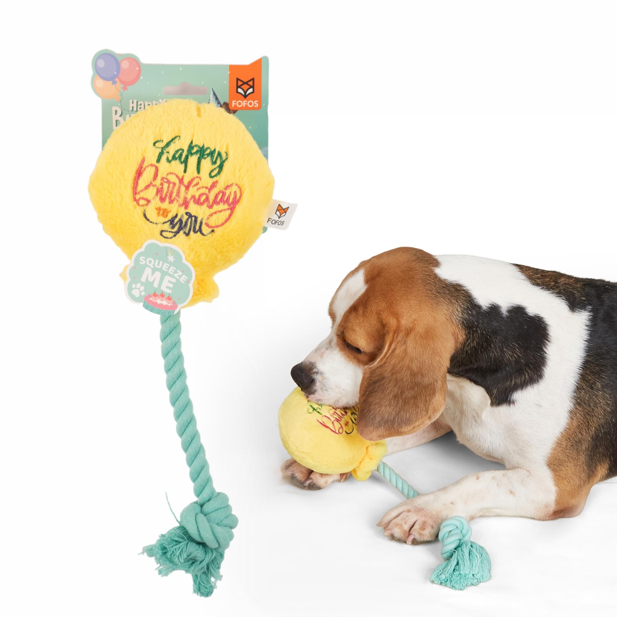 Barkbutler X Fofos Birthday Balloon Plush  Soft & Squeaky Toys For Dogs, Dog Toys For Medium Dogs (020Kgs)  Multicoloured