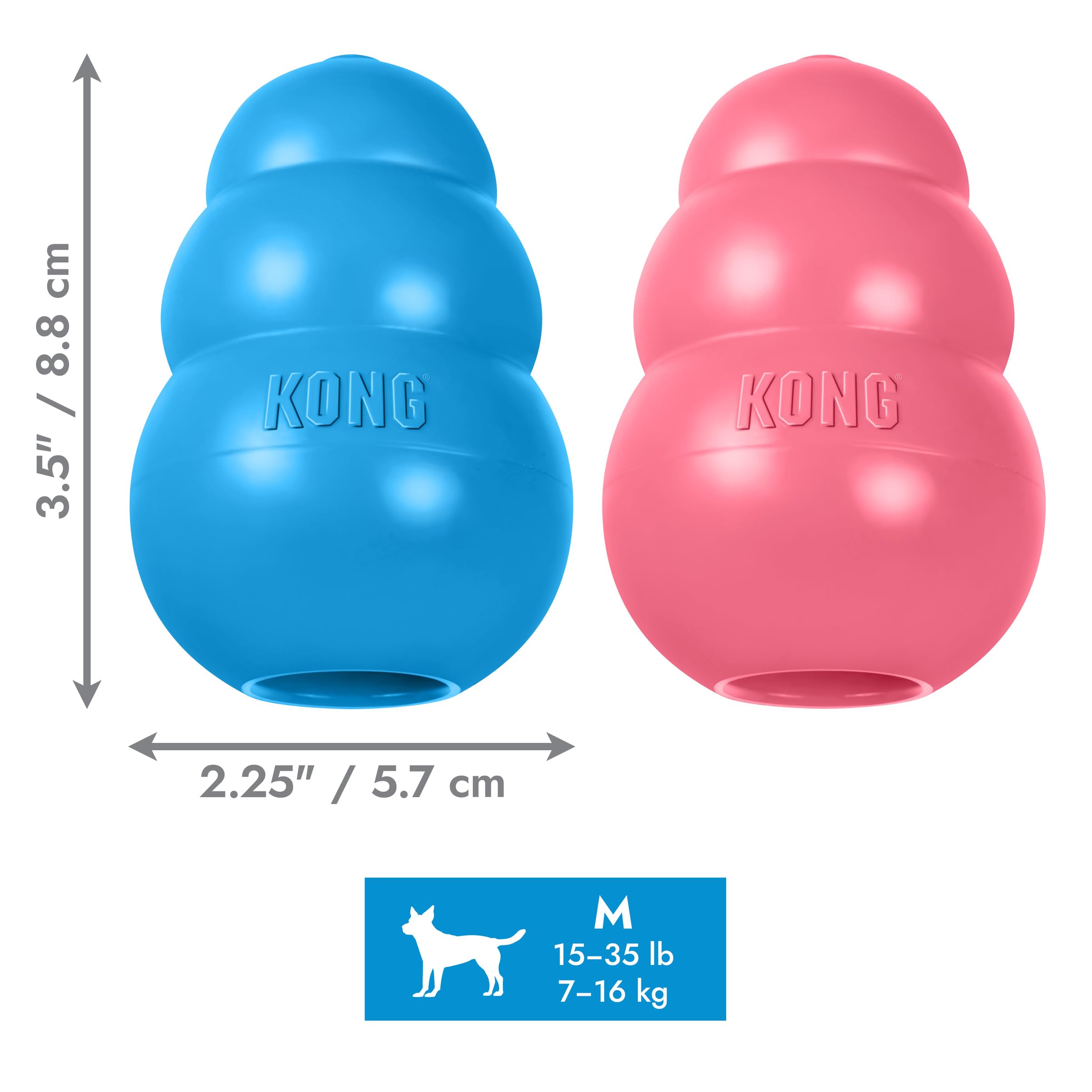 Kong - Puppy Toy Natural Teething Rubber - Fun To Chew, Chase And Fetch - For Medium Puppies - Pink