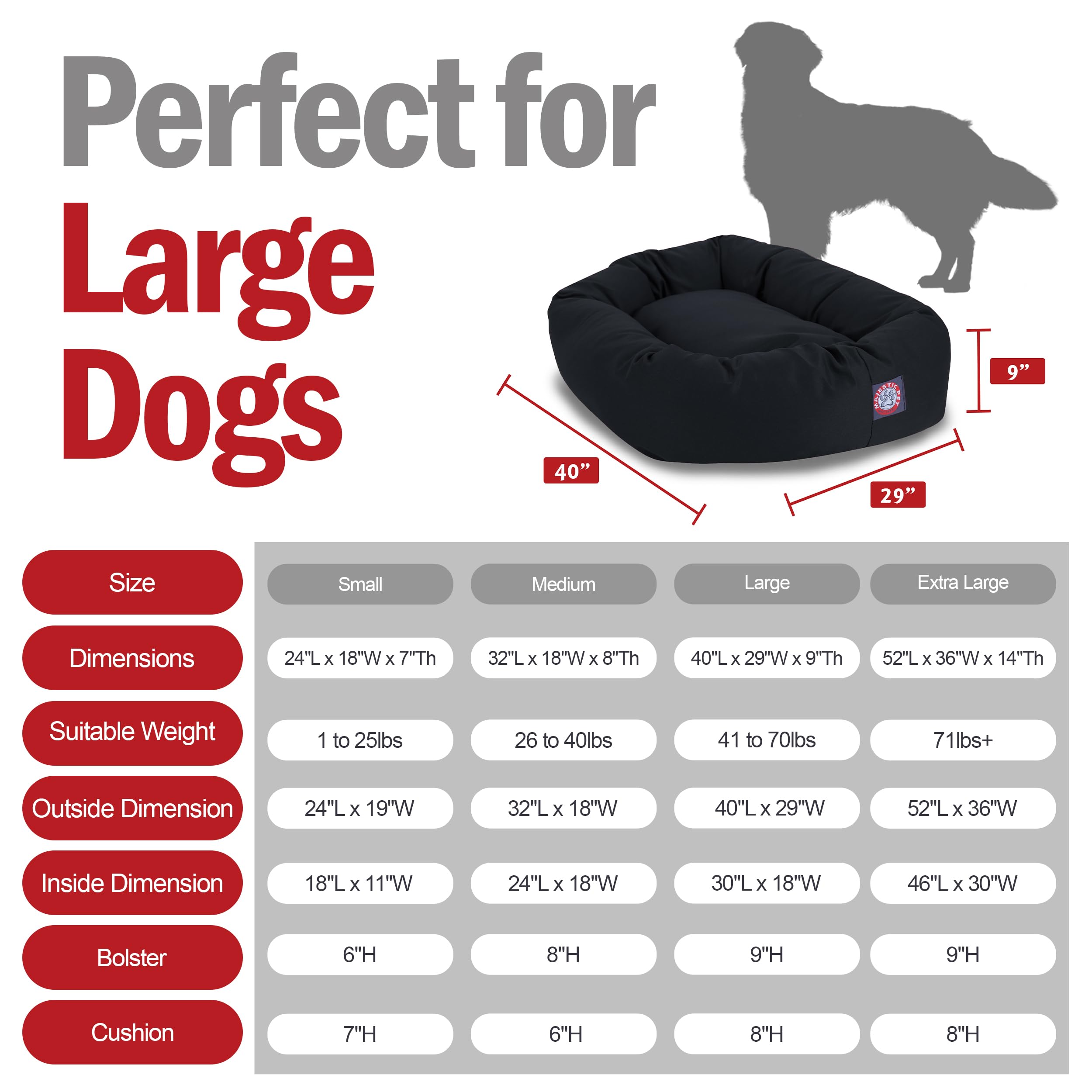 Majestic Pet 40 Inch Back Bagel Dog Bed Products