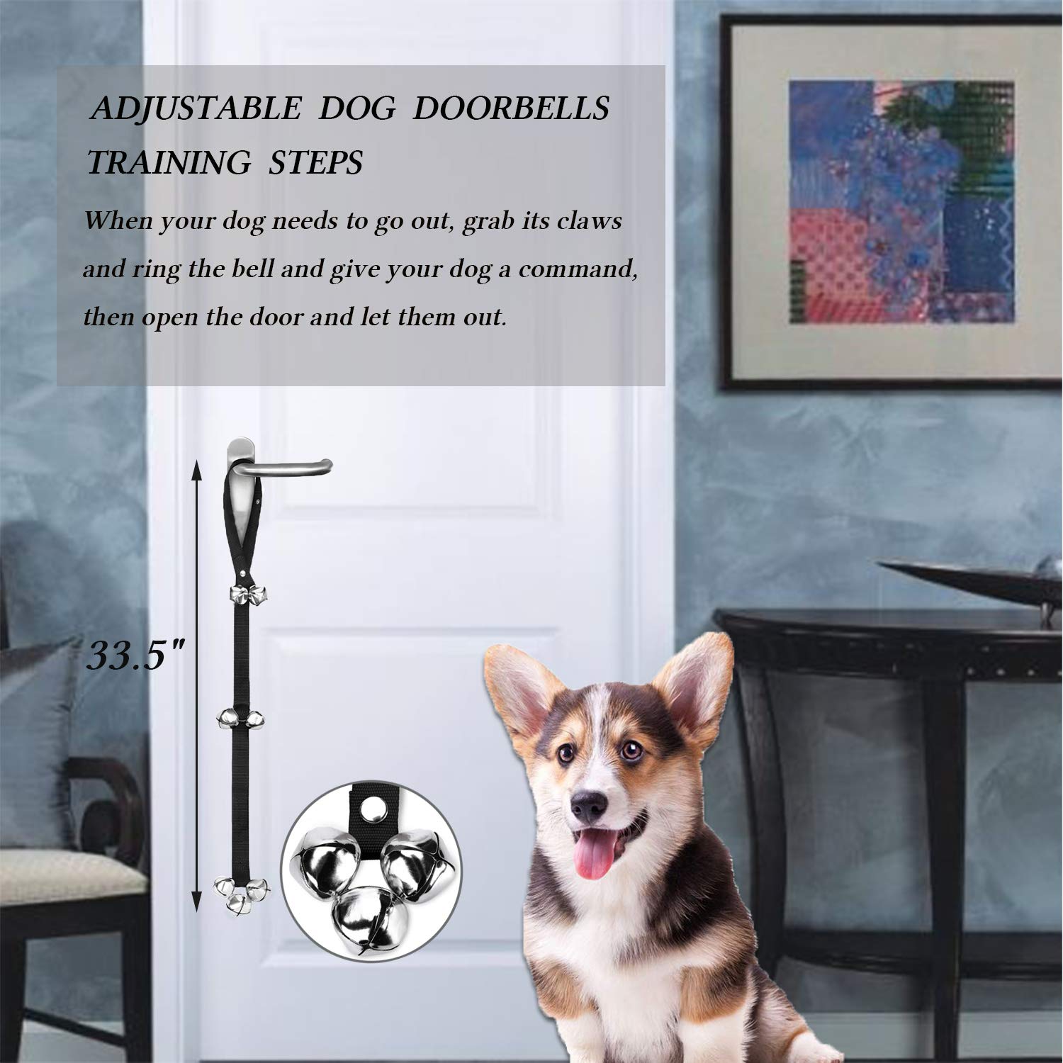 D-BUY 4-in-1 Dog Training Set, Puppy Training Treats- Dog Treat Training Pouch, Bark Control Whistle, Dog Doorbells, Dog Clicker