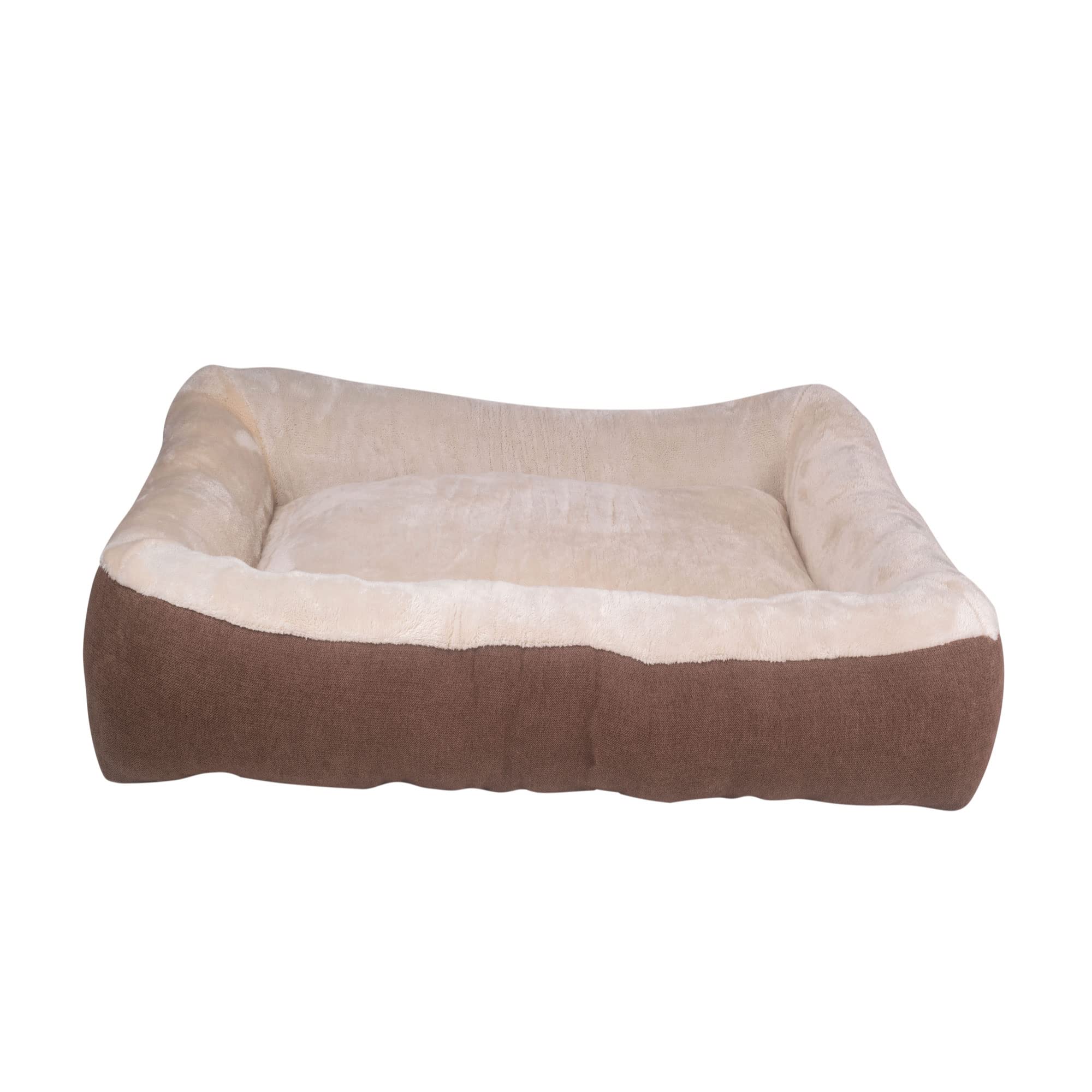 Happycare Textiles Rectangle Brown low bumper pet bed, 40 x 30 inches, plush and non-slip buttom