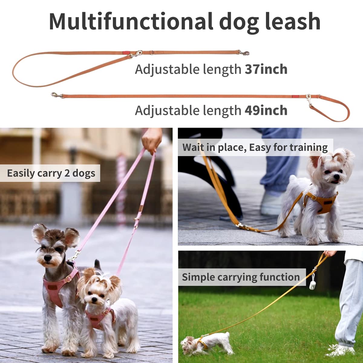 Puppytie No Pull Xxs Puppy Harness With Multifunction Dog Leash,Soft Adjustable No Choke Escape Proof Pet Harness Vest,Brown Car