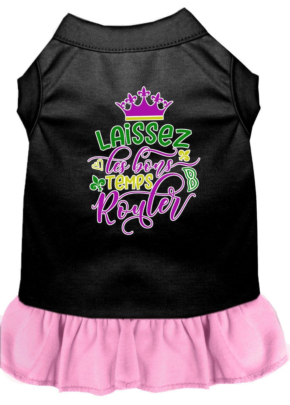Pet Dog and Cat Dress Screen Printed, "Laissez Les Bons Temps Rouler" Purple 2XL (20-25 lbs.)