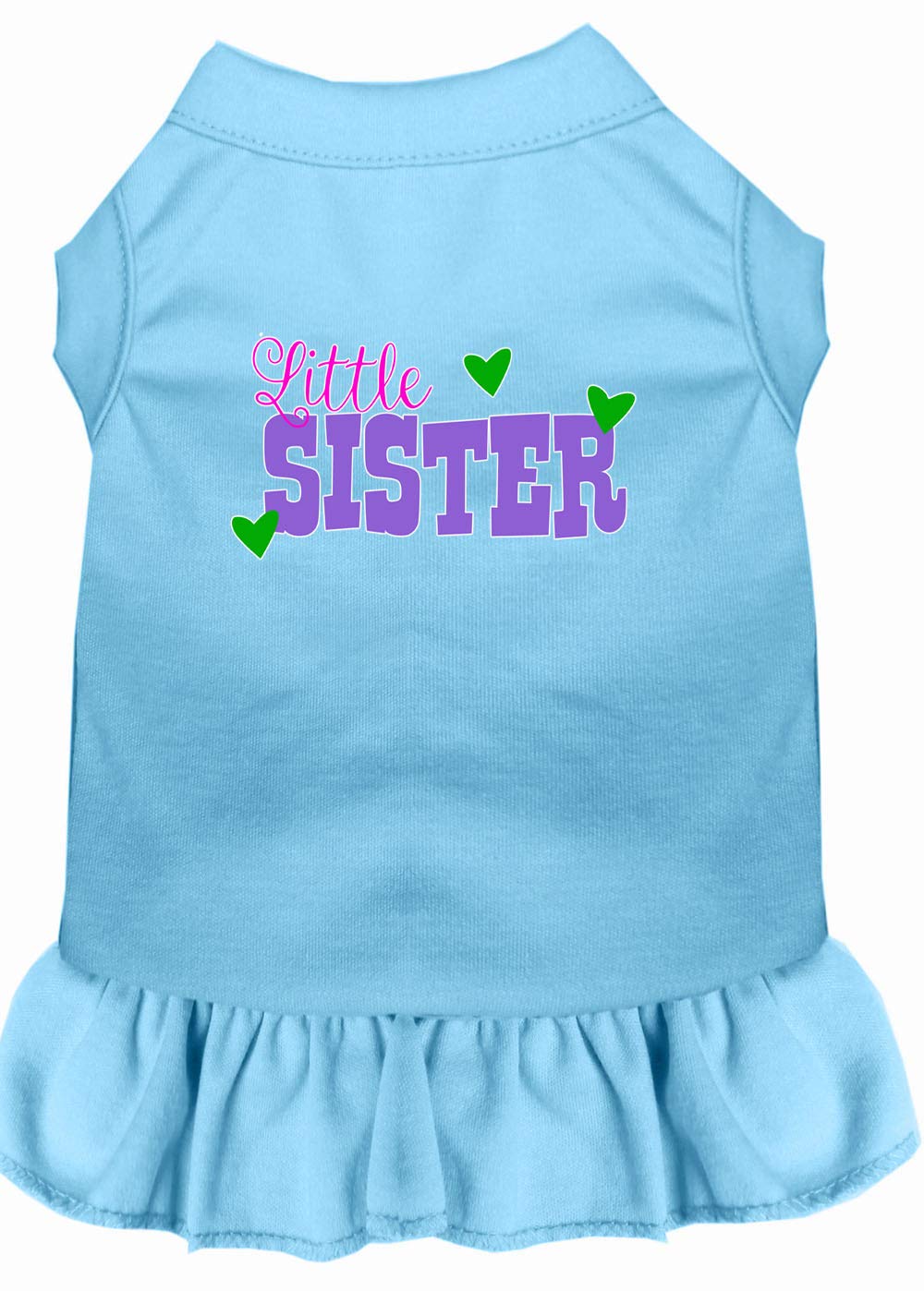 Pet Dog & Cat Dress Screen Printed, "Little Sister" Baby Blue LG (10-14 lbs.)