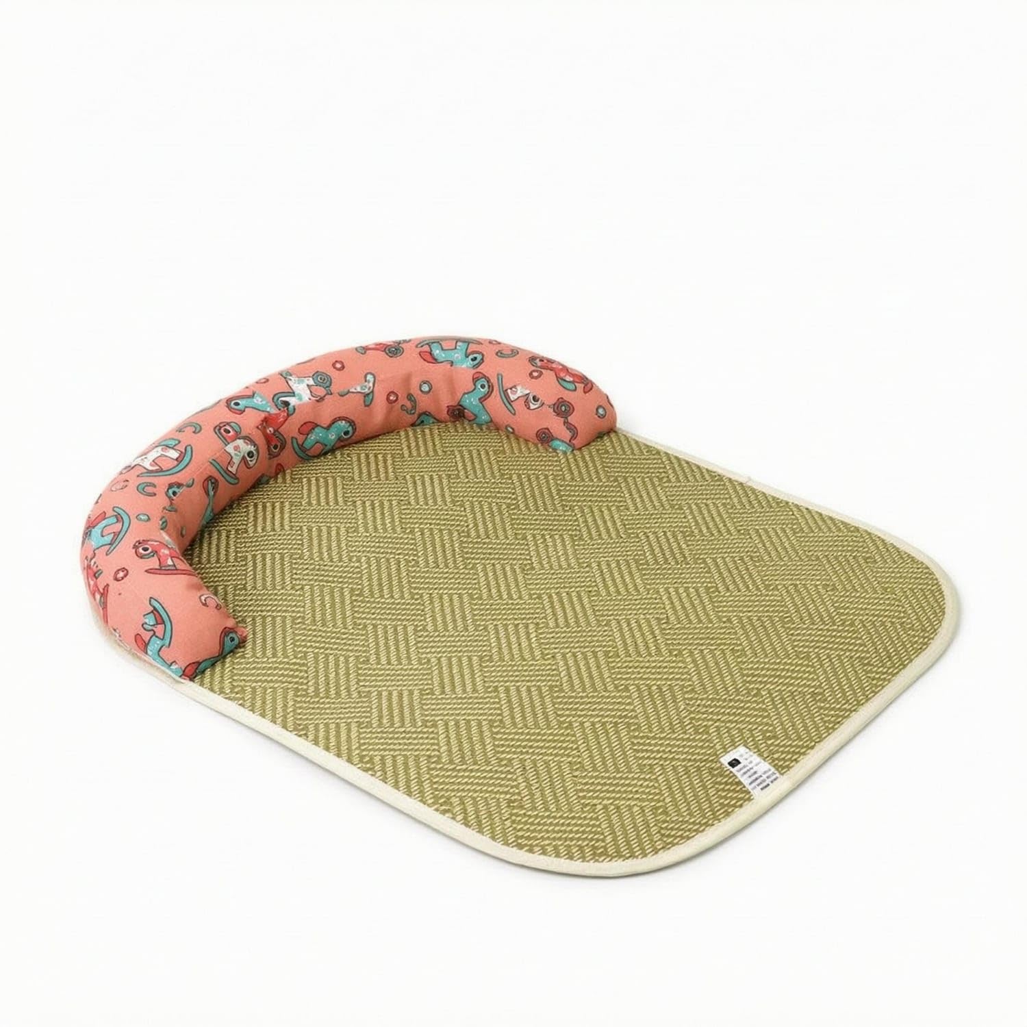 STYLEHEAVEN Woven Raised Border Pet Mat Curved RattanDesign Sleeping Mat Textured Rounded Corners, Pink, S Pet Supplies | Small