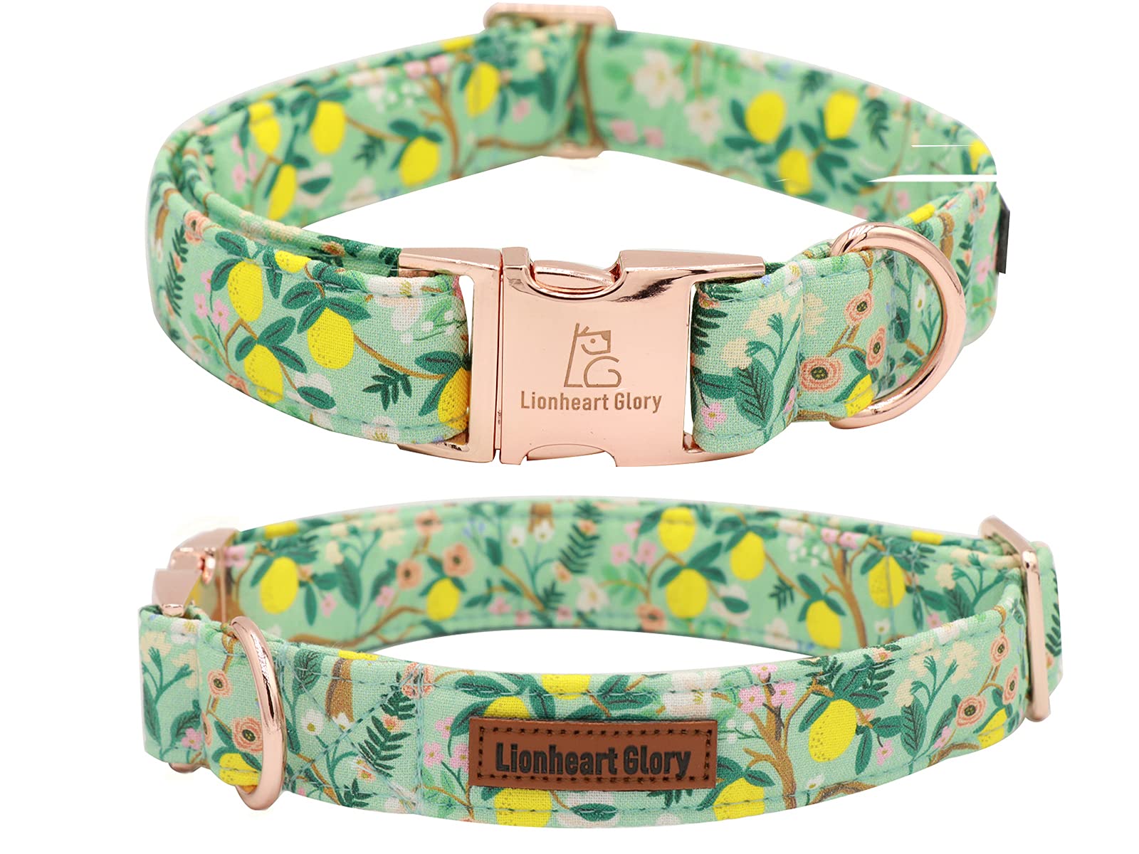 Lionheart Glory Premium Floral Dog Collars, Bowtie Dog Collar, Adjustable Heavy Duty Girl Dog Collar With Bow For Small Dogs
