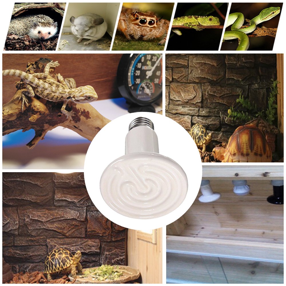 2 Pack 75W Ceramic Heat Emitter, Reptile Heat Lamp Bulb, Infrared Ceramic Heat Lamp For Reptiles, Amphibians, Chicken Brooder Co