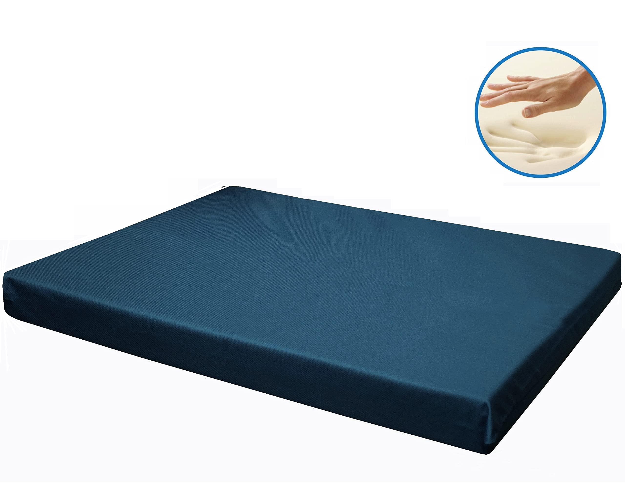 Dogbed4less Memory Foam Platform Dog Bed, Waterproof, Small 24x16x3 Inches, Pacific Blue