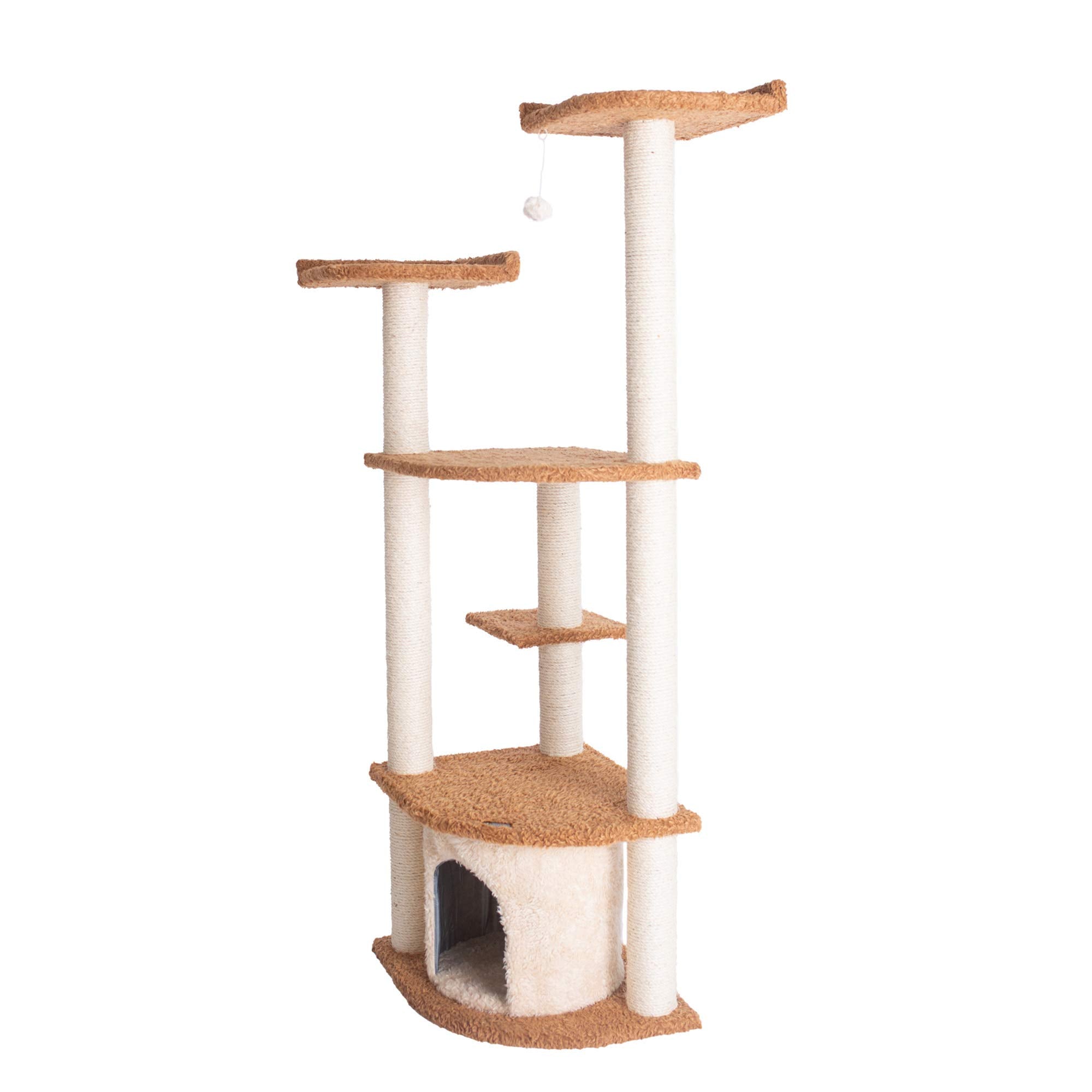 Armarkat Ultra Thick Faux Fur Cat Scratching Furniture Real Wood Jump Platform For Cats Chocolate A6402