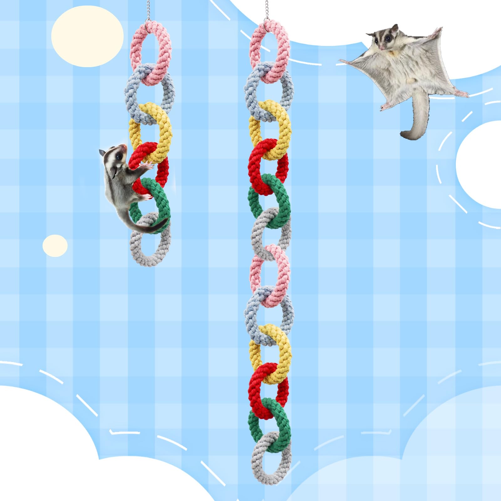 Sugar Glider Toys, Hanging Cotton Rope Ring Climbing Toy For Little Pet, Rat Toys, Sugar Glider Cage Accessories, Exercise Toys