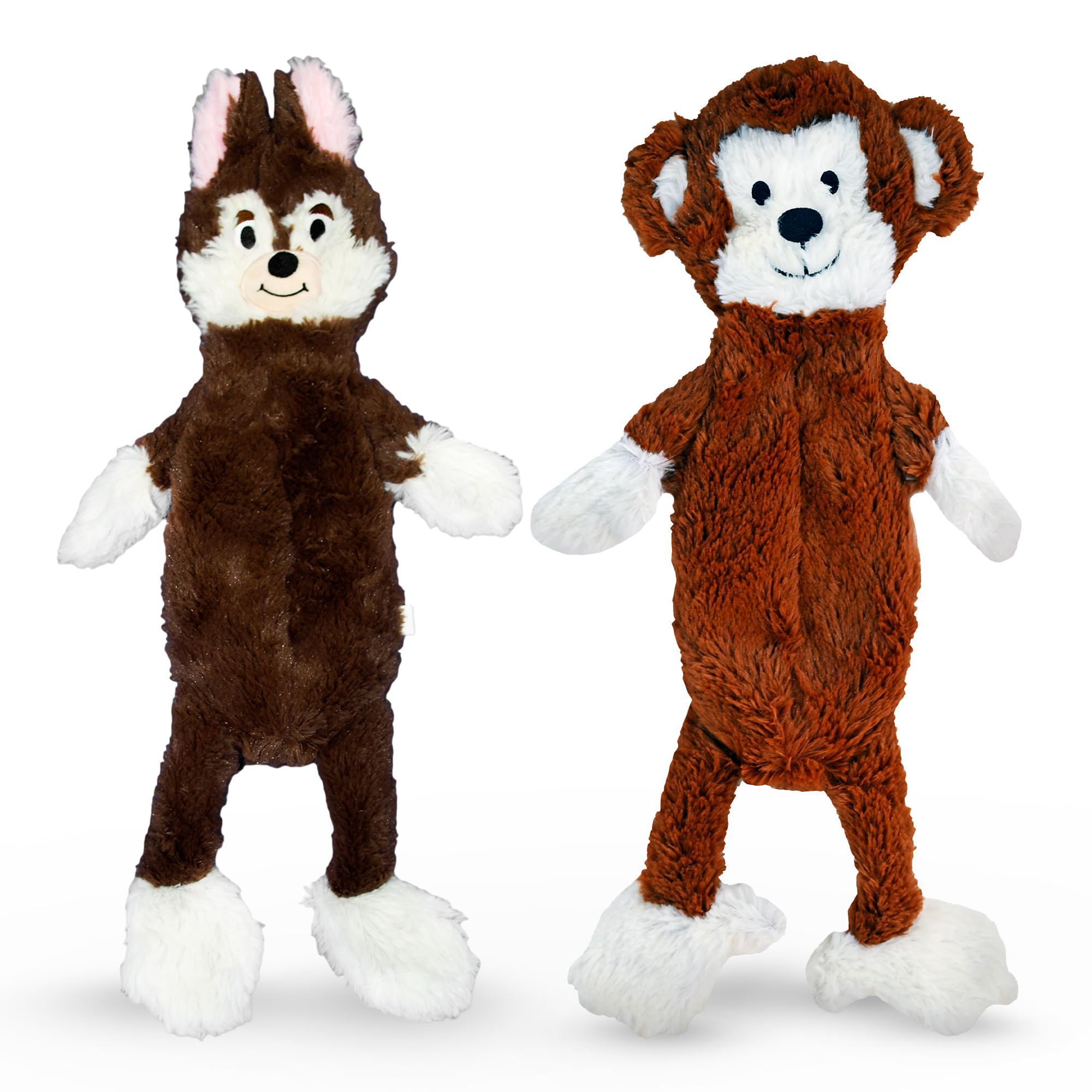 Fga Marketplace Monkey-Fox Flat No Stuffing No Squeak Plush Dog Toy, Funny Style Will Entertain Your Dog For Hours, Recommended For Small And Medium Dog 21 Inch Long