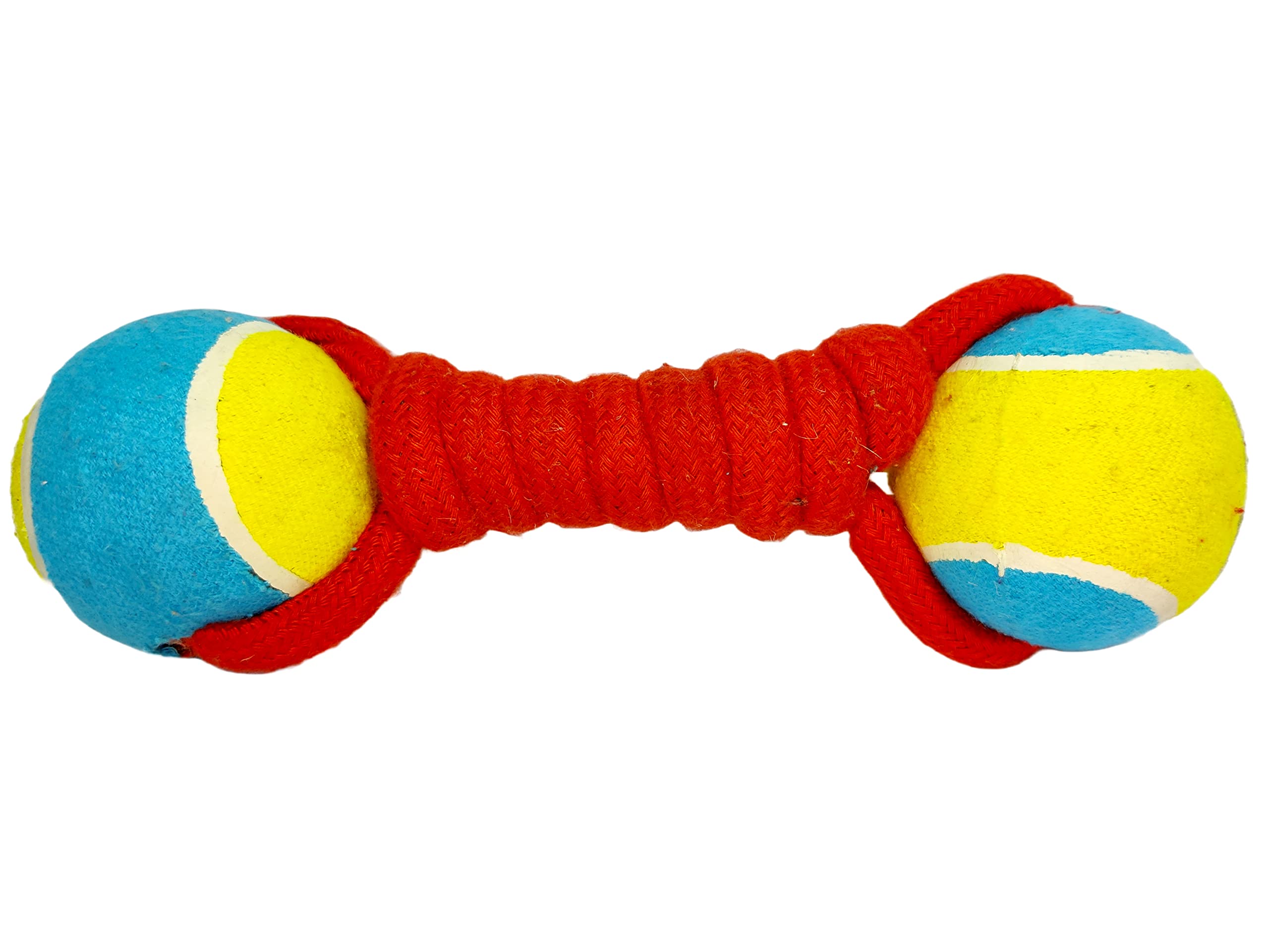 Chullbull Pet Products Tennis Ball Cotton Blend Dumbbell Rope Toy For Puppies And Dogs, Increases Jaw Strength, Promotes Exercis