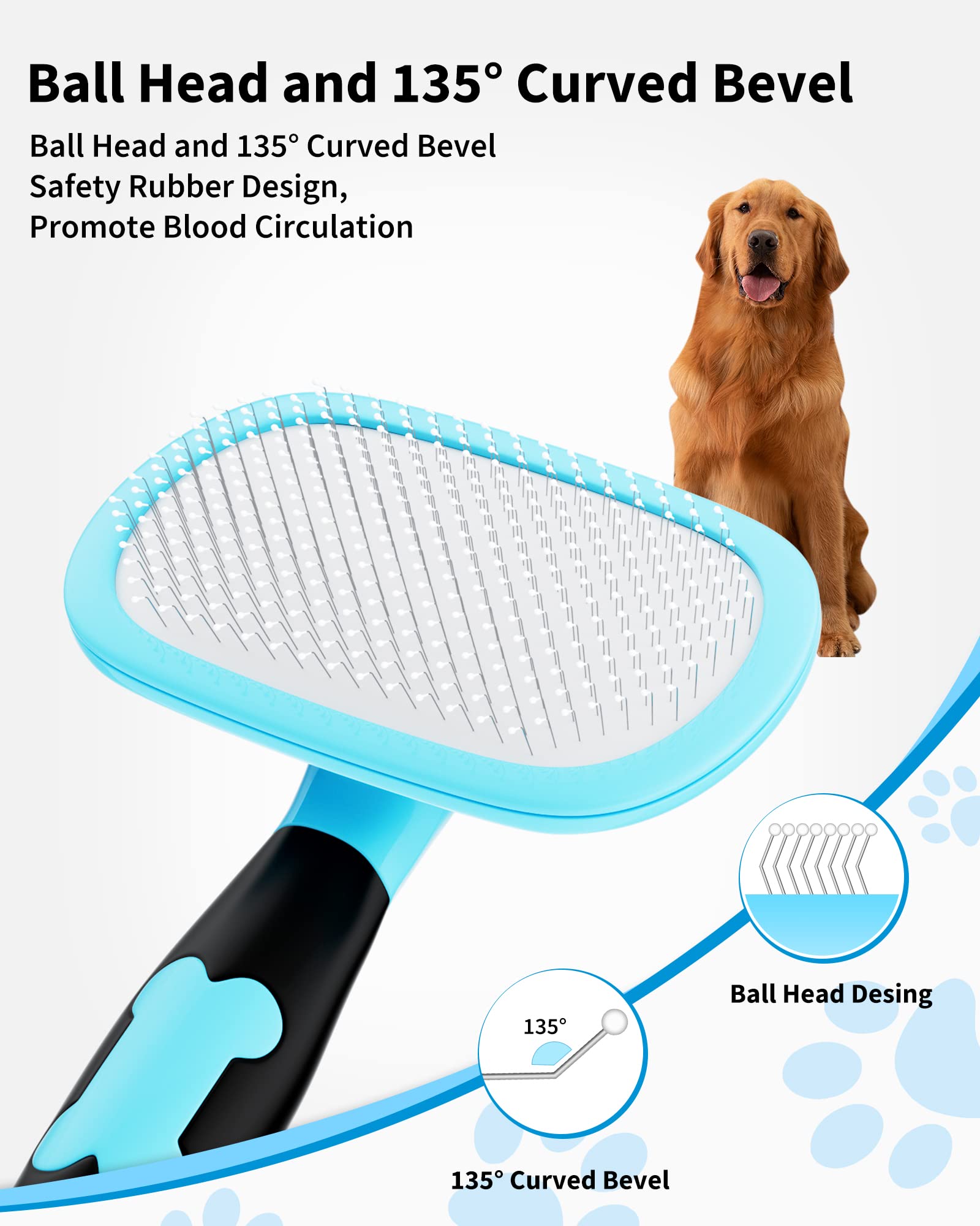 Glendan Dog & Cat Grooming Brush - Slicker Shedding Tool (Pink)