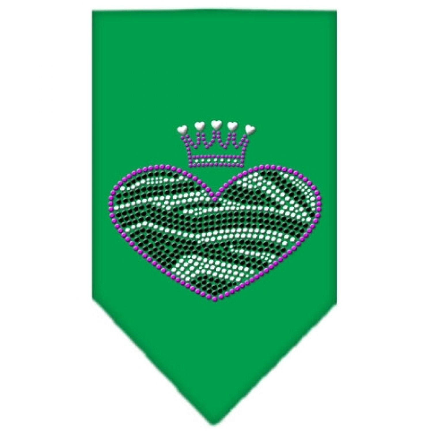 Mirage Pet Products 67-86 LGEG Zebra Heart Rhinestone Emerald Green Print Bandana, Large