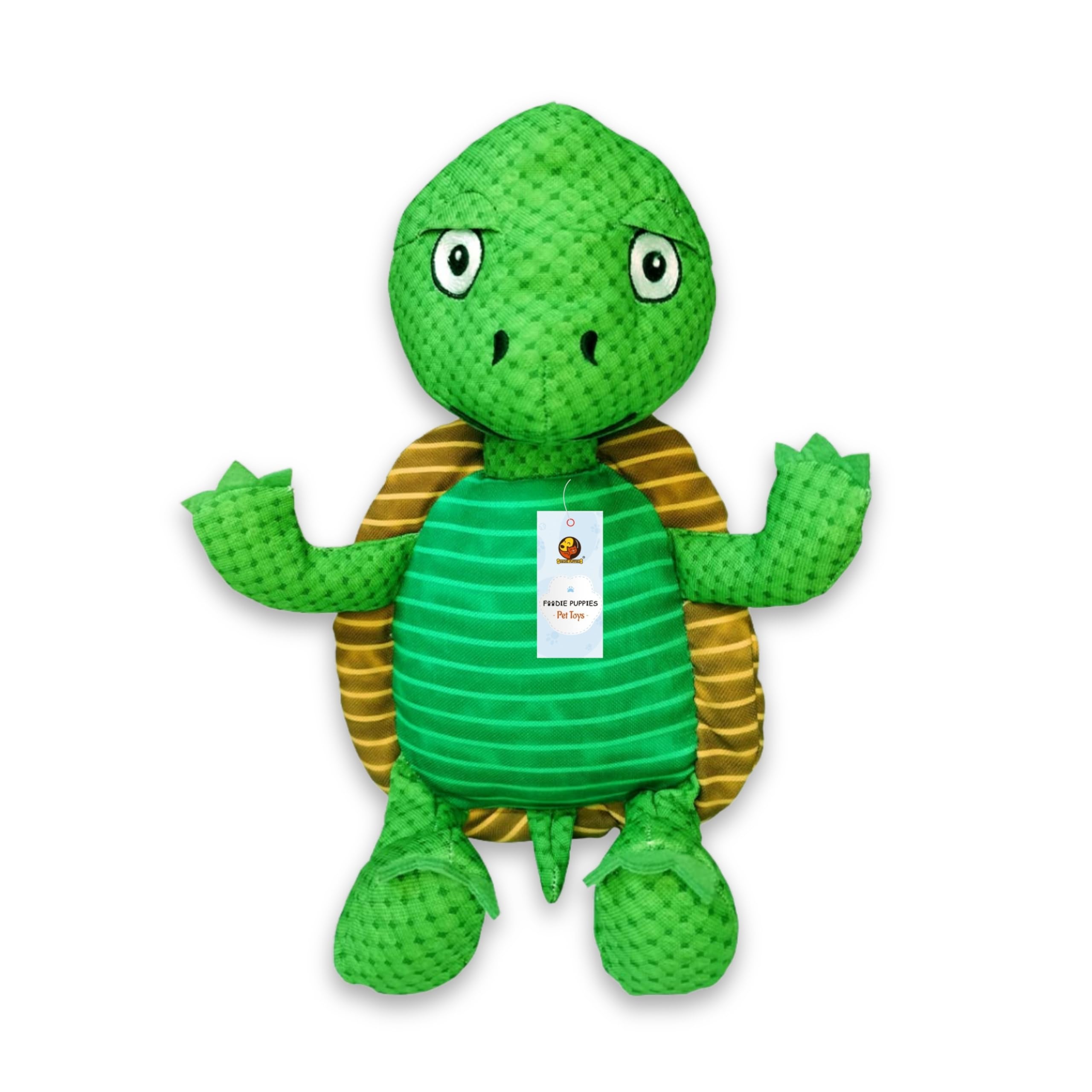 Foodie Puppies Dog Plush Toy  Turtle Shaped | Squeaky, Crinkle Paper And Plush Toys For Small To Medium Dogs | NonToxic, Soft,