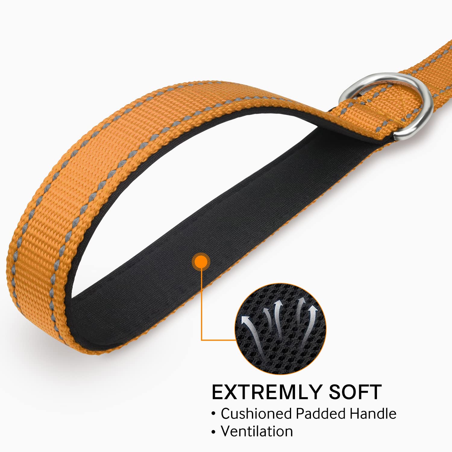 Joytale Double-Sided Reflective Dog Leash, 6 Ft/5 Ft/4 Ft, Padded Handle Nylon Dogs Leashes For Medium & Large Dogs Walking, Brown, 6Ft