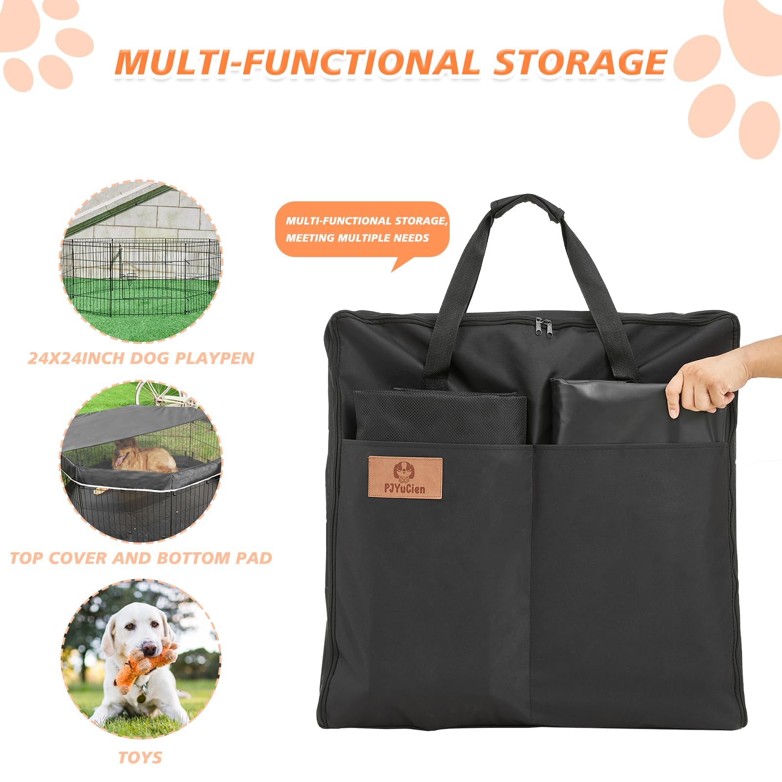 Pjyucien Dog Playpen Storage Bag, Suitable For 24''X30'' Foldable Exercise Pet Playpen, Dog Fence- Oxford Cloth Fabric, Waterpro
