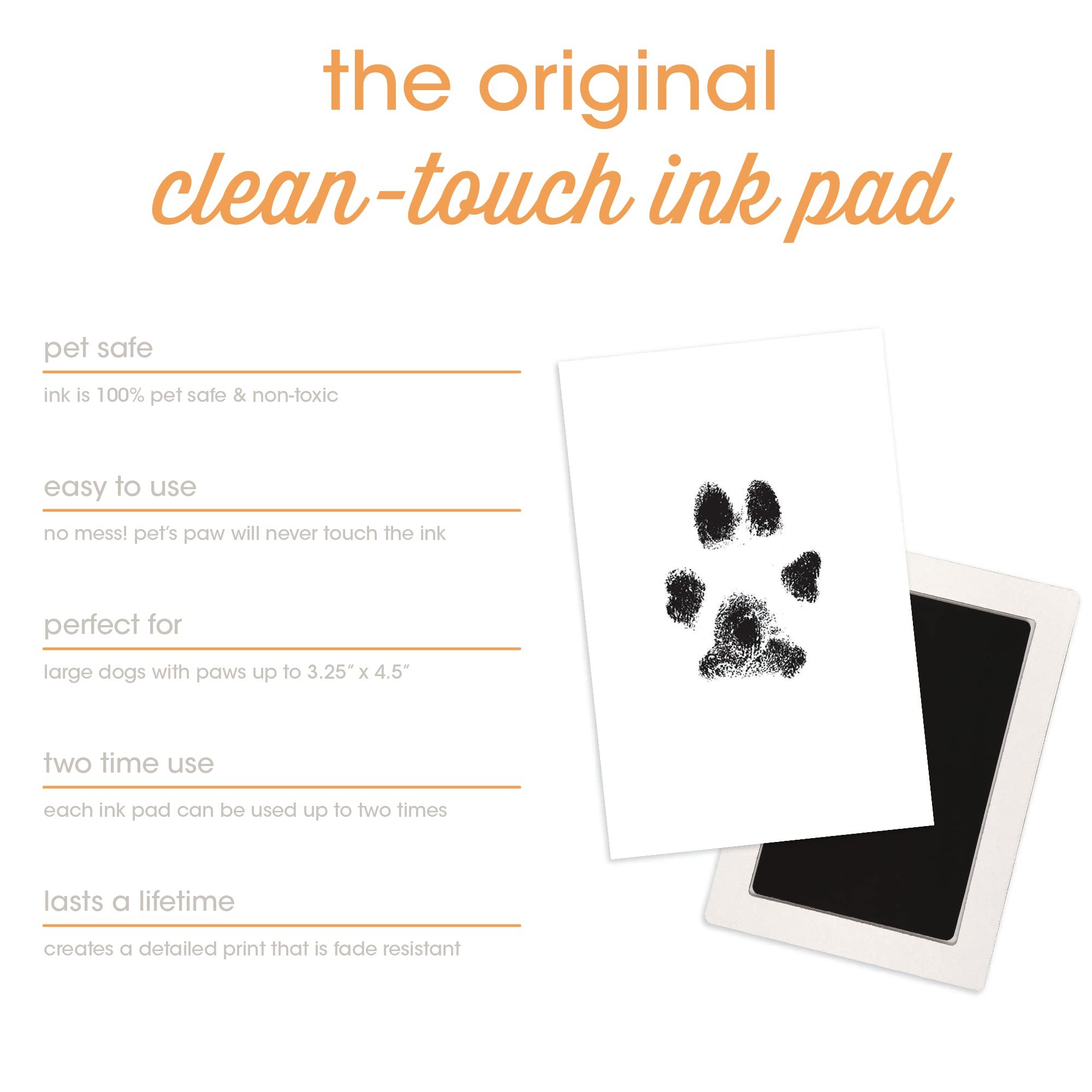 Pearhead Pet Clean-Touch Ink Pad, Medium/Large, Black Ink Pad For Cats Or Dogs, Pet Owner, Pet Owner Must Have Item, Pet Memory Keepsake, For Medium To Large Pets