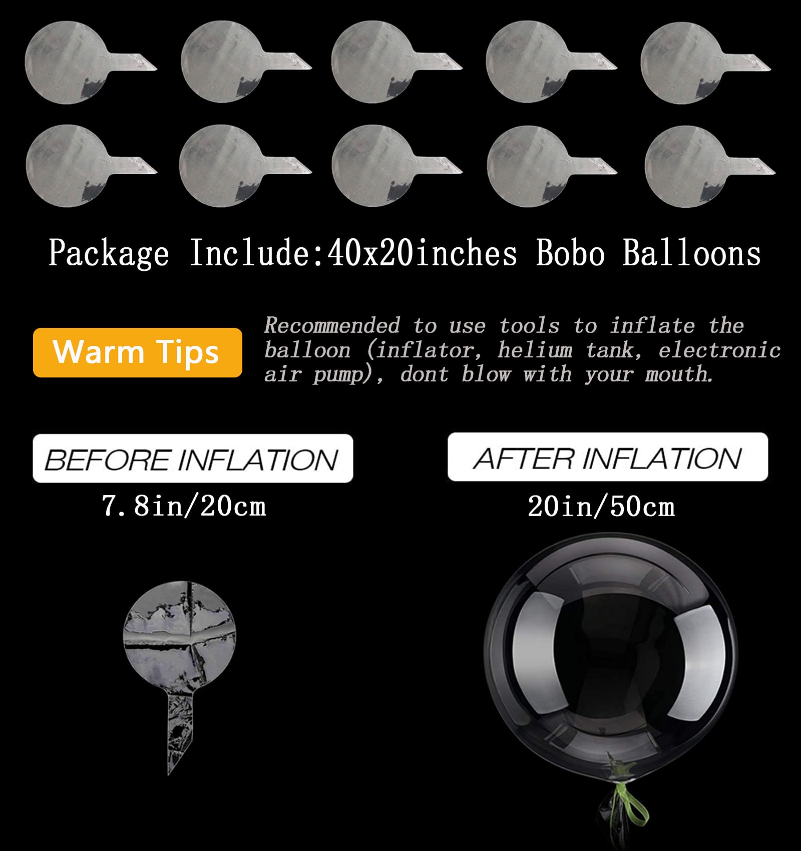 20 Inch Bobo Balloons Bubble Balloons, 40 Pcs clear Bobo Balloon, Large Transparent Bubble Balloon for christmas Wedding Birthda