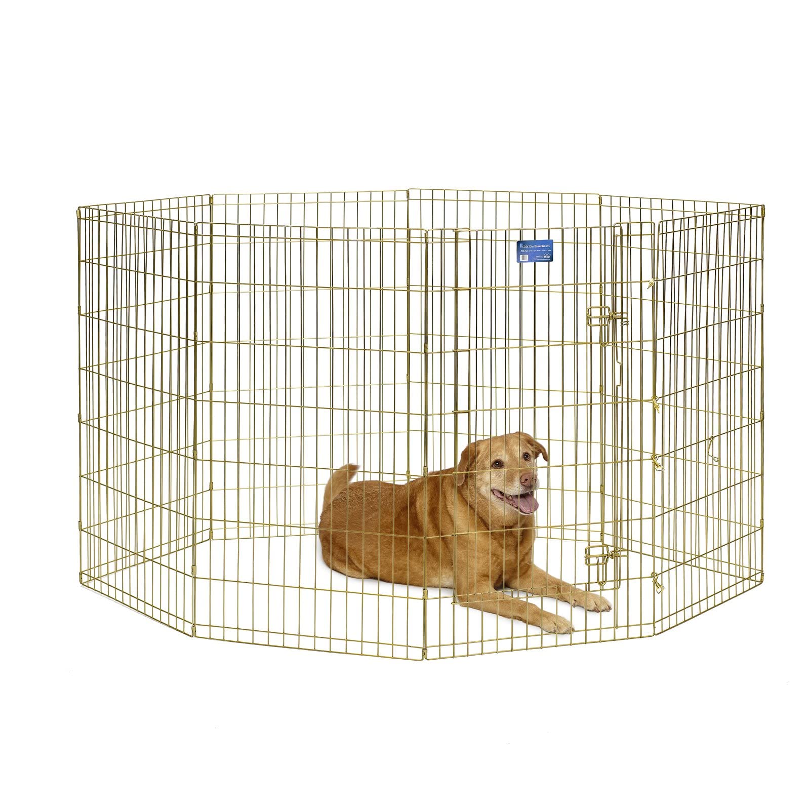 Midwest Homes For Pets Dog Exercise Pen & Playpen, 24'W X 42'H, No Door, Gold Zinc