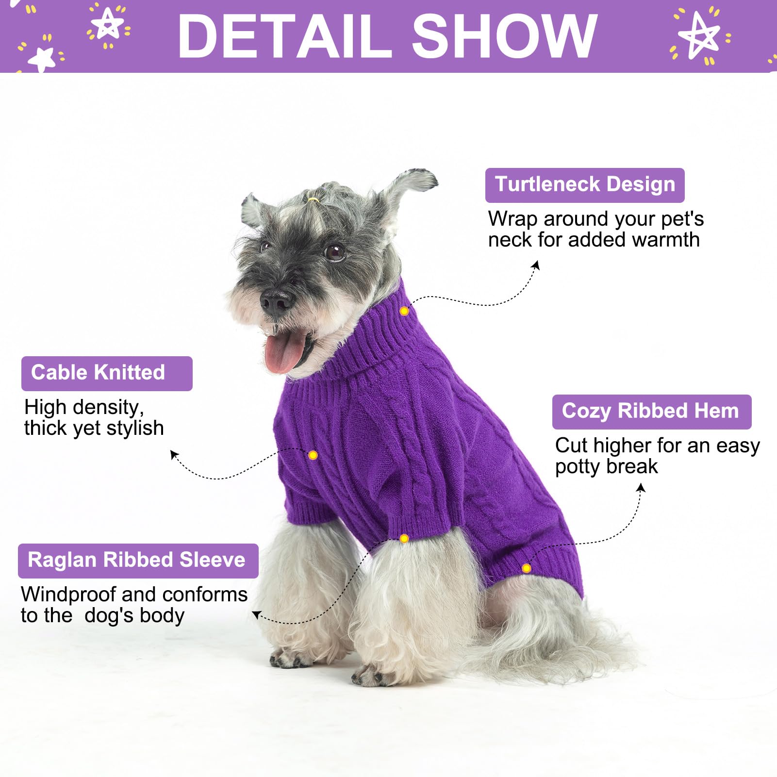 Beautyzoo Dog Sweaters For Small Dogs Girl Small Dog Sweater Female Male- Warm Dog Christmas Sweater, Thick Turtleneck Pullover