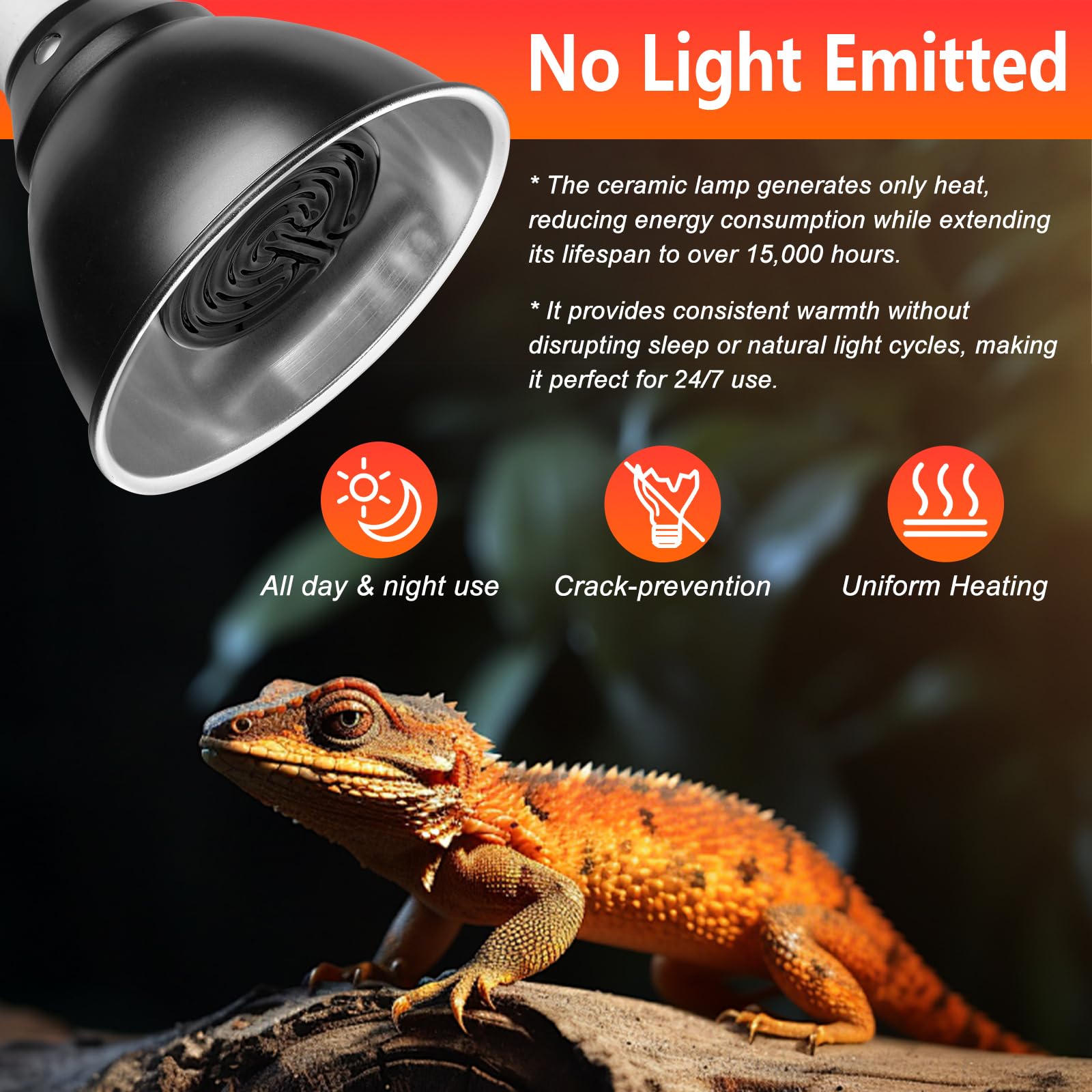 Boeespat High Efficiency 150W Reptile Heat Lamp Bulbs, Pack Of 2 Ceramic Heat Emitters For Reptile Geckos, Lizard, Iguana, Bearded Dragon & Pets Basking (Black, 150 Watts)