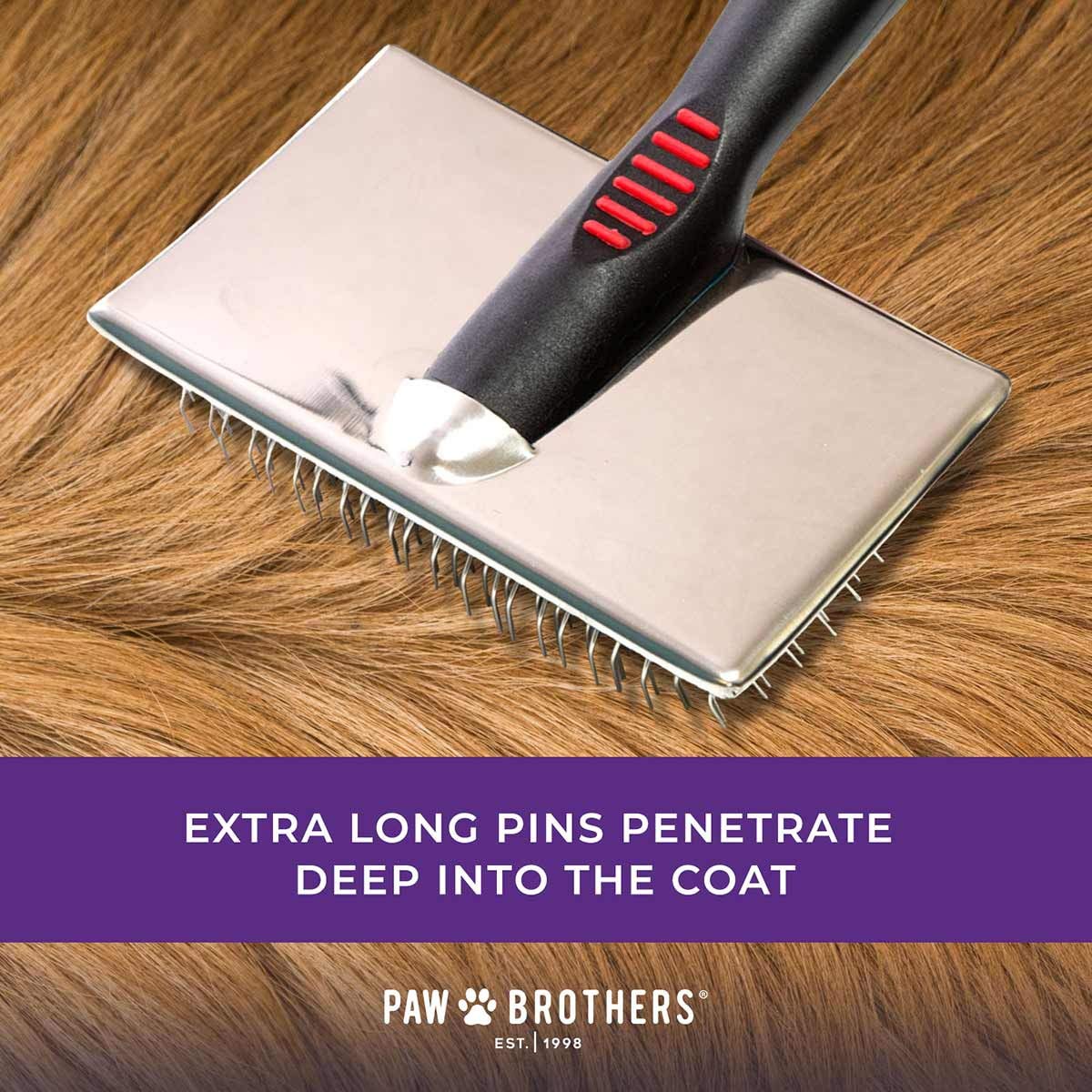 Ryans Pet Supplies Paw Brothers Flat Slicker Brush for Dogs, Dog Brush for Long Haired Dogs, Professional Grade, Coated Tips, G