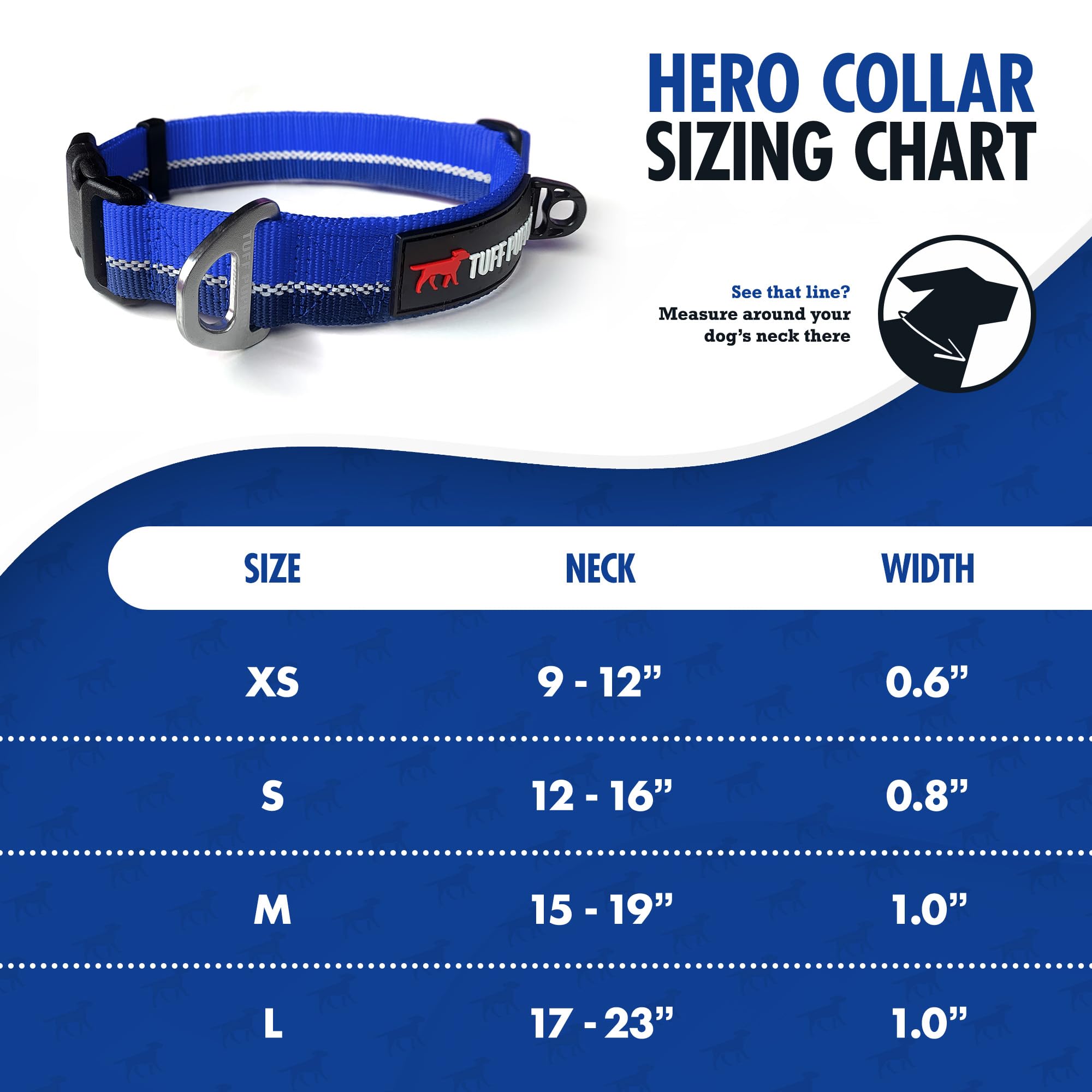 Tuff Pupper Heavy Duty Dog Collar | Tough Dog Collar | Reflective Dog Collar With Aluminum D-Ring Leash Clip | Separate Dog Id T