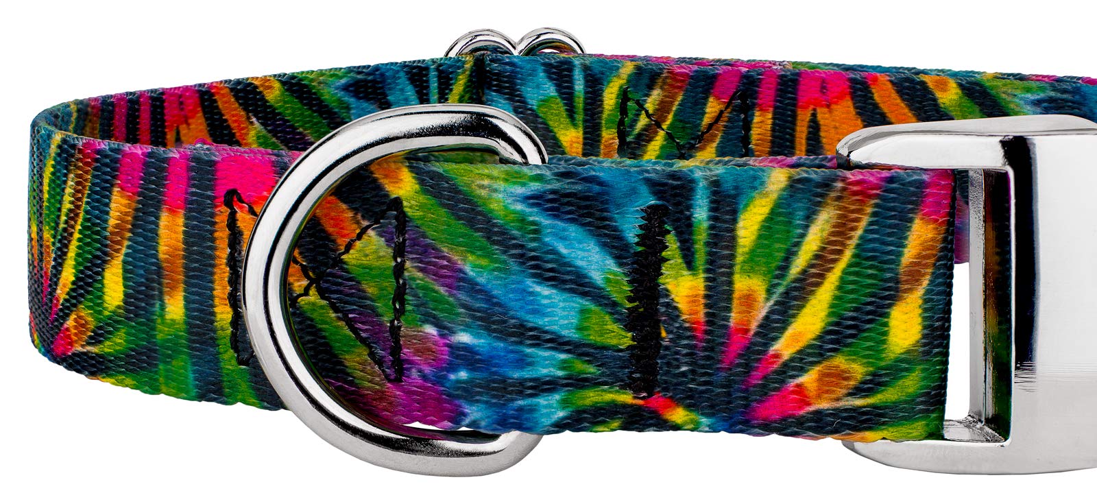 Country Brook Petz - Tie Dye Stripes Premium Dog Collar And Leash Set - Groovy Collection With 5 Far Out Designs (1 Inch, Medium