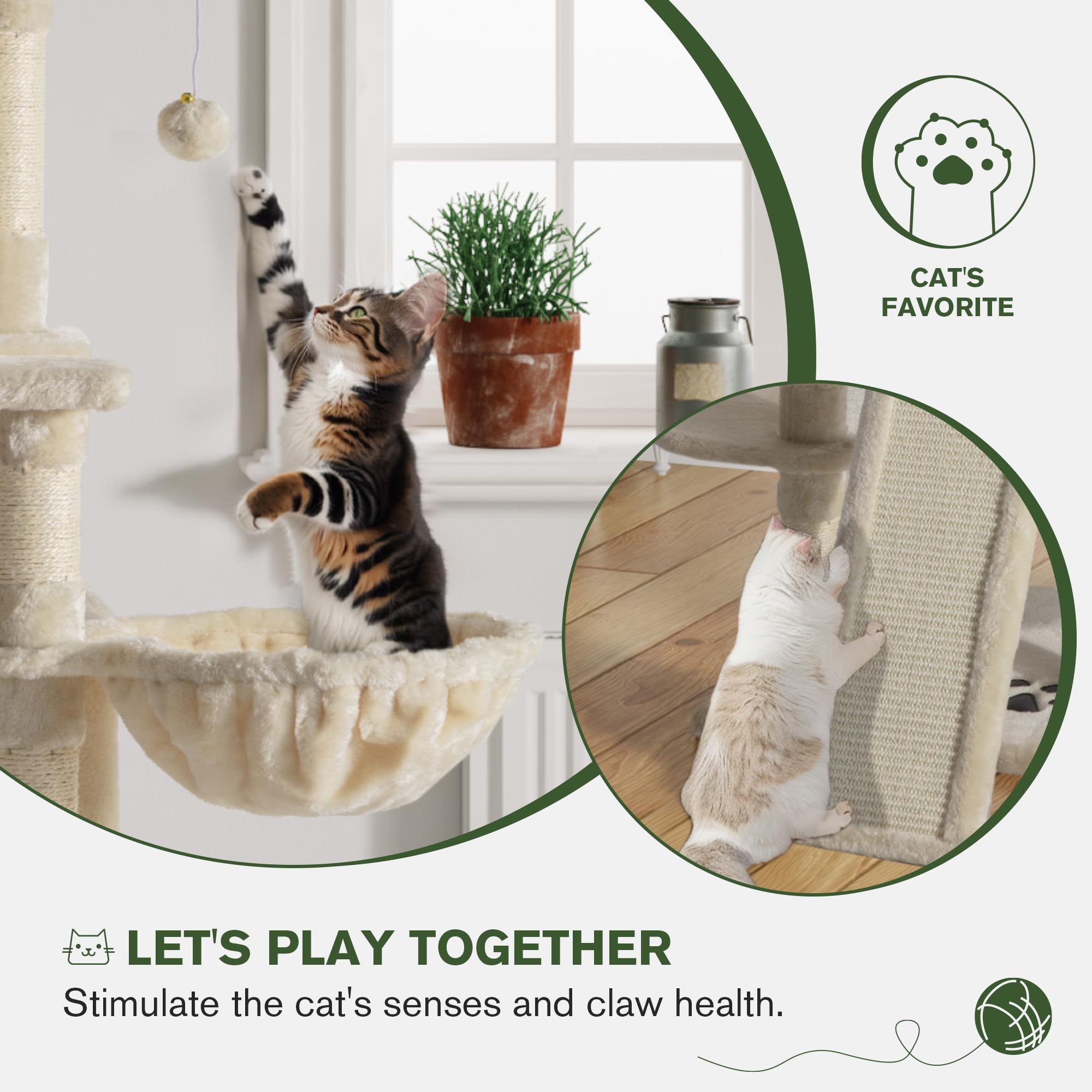Imusee 68 Inches Multi-Level Cat Tree For Large Cats/Big Cat Tower With Cat Condo/Cozy Plush Perches/Sisal Scratching Posts And