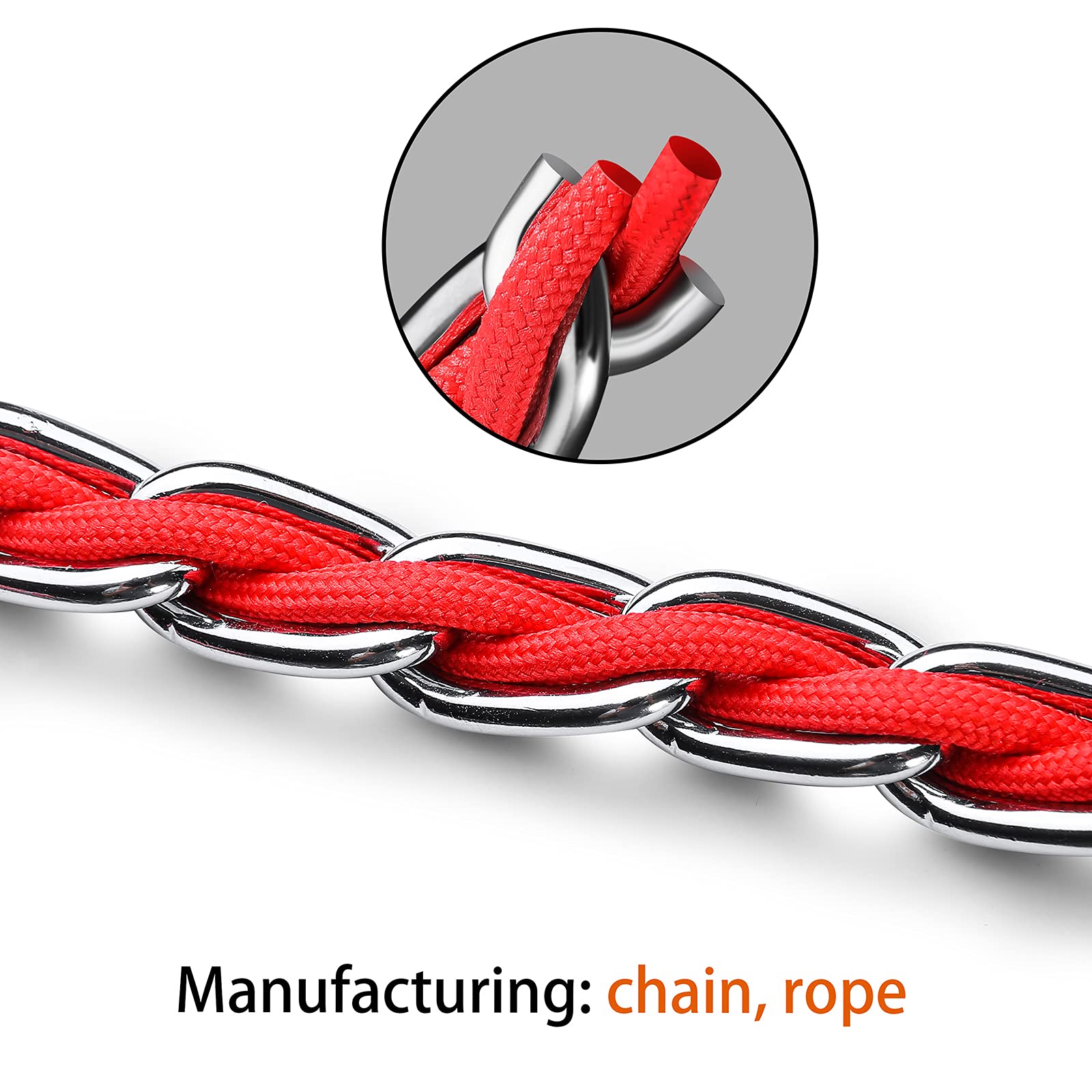 Chew Proof Metal Leash Chain Dog Leash For Medium Large Dogs, Chain Link Dog Leash Anti Chew 5.2Ft Strong Anti Bite Dog Leash Comfortable Soft Padded Handle Red