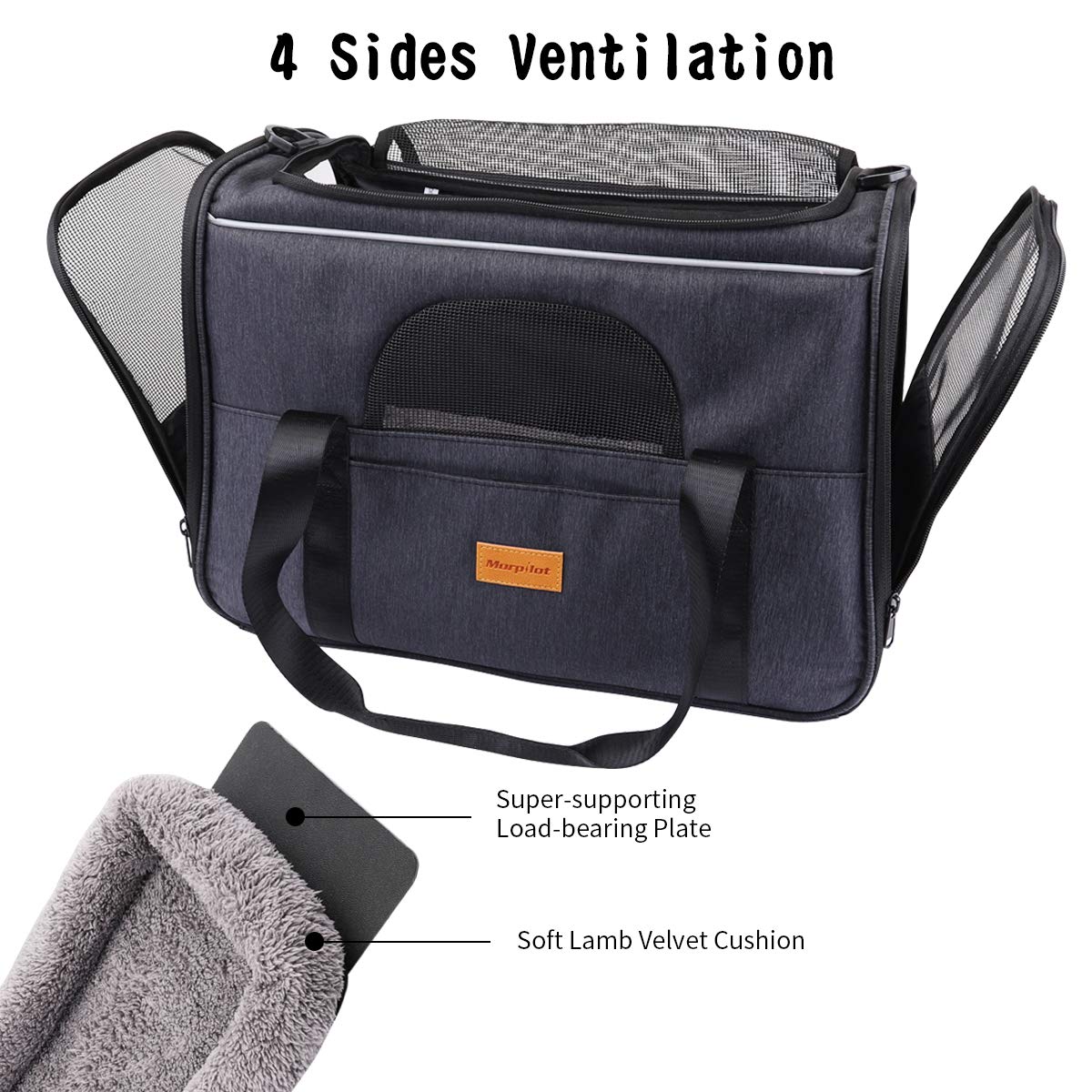 Morpilot Pet Carrier Bag, Portable Cat Carrier Bag Top Opening, Removable Mat And Breathable Mesh, Foldable Cat Carrier Transpor