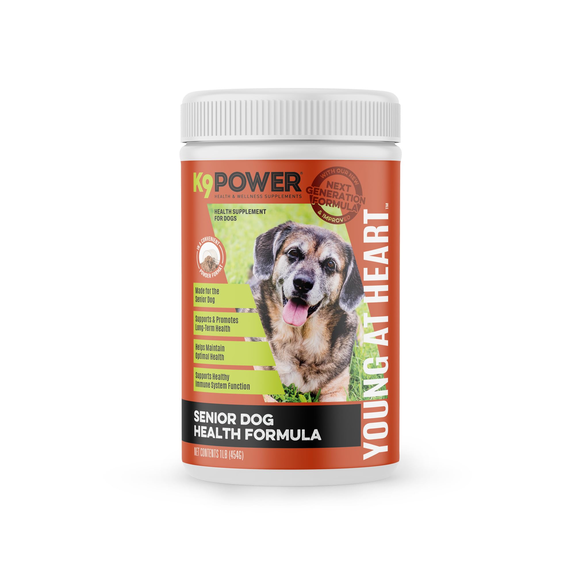 K9 Power Young at Heart Senior Dog Multivitamin 1 lb - Advanced Supplement for Seniors - Supports Brain, Heart, Vision, Joint He