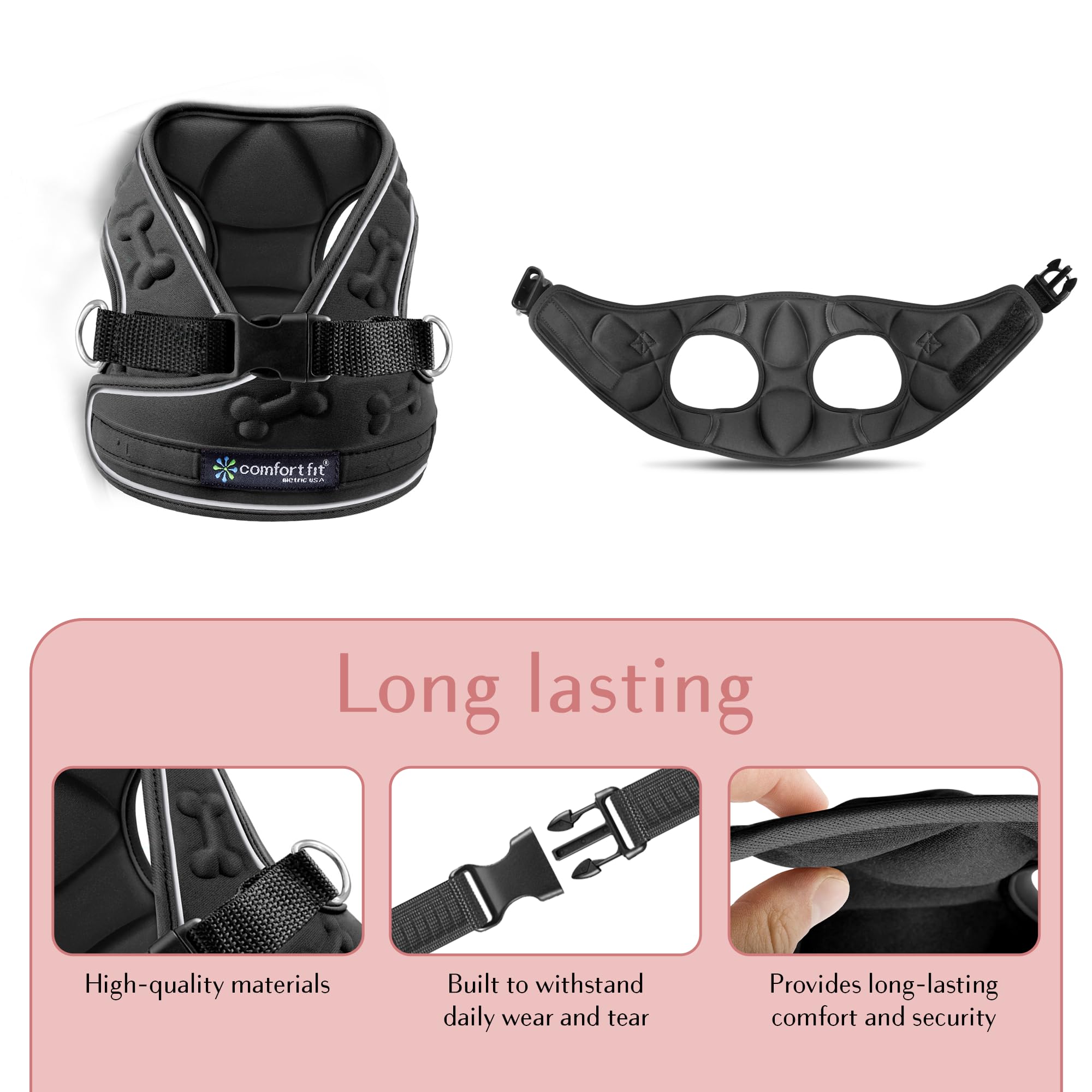 Comfort Fit All Weather Step-In Reflective Dog Harness - Adjustable Small Dog Harness Medium Sized Dogs - Soft Padded Easy Walk