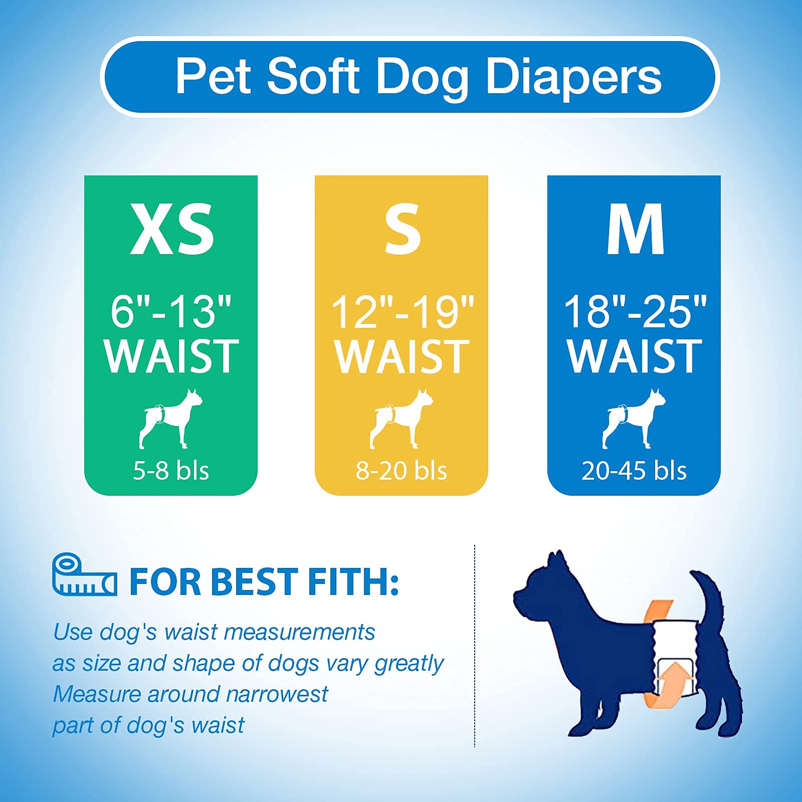 Pet Soft Disposable Male Dog Wraps - Dog Diapers For Male Dogs, Puppy Diapers With Wetness Indicator 48 Counts Xsmall