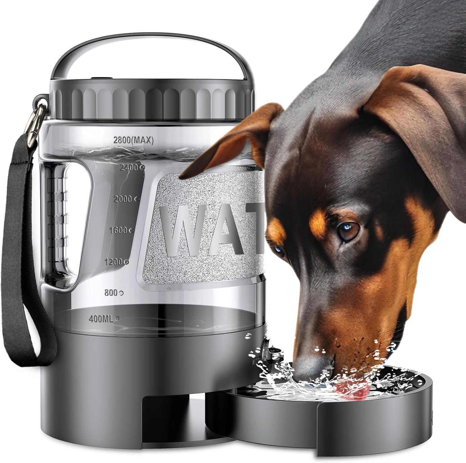 Dog Water Bottle Portable Bowls - 95oz Large Travel Water Bowl Dispenser for Dogs, Pet Camping Beach Essentials Traveling Car Pa