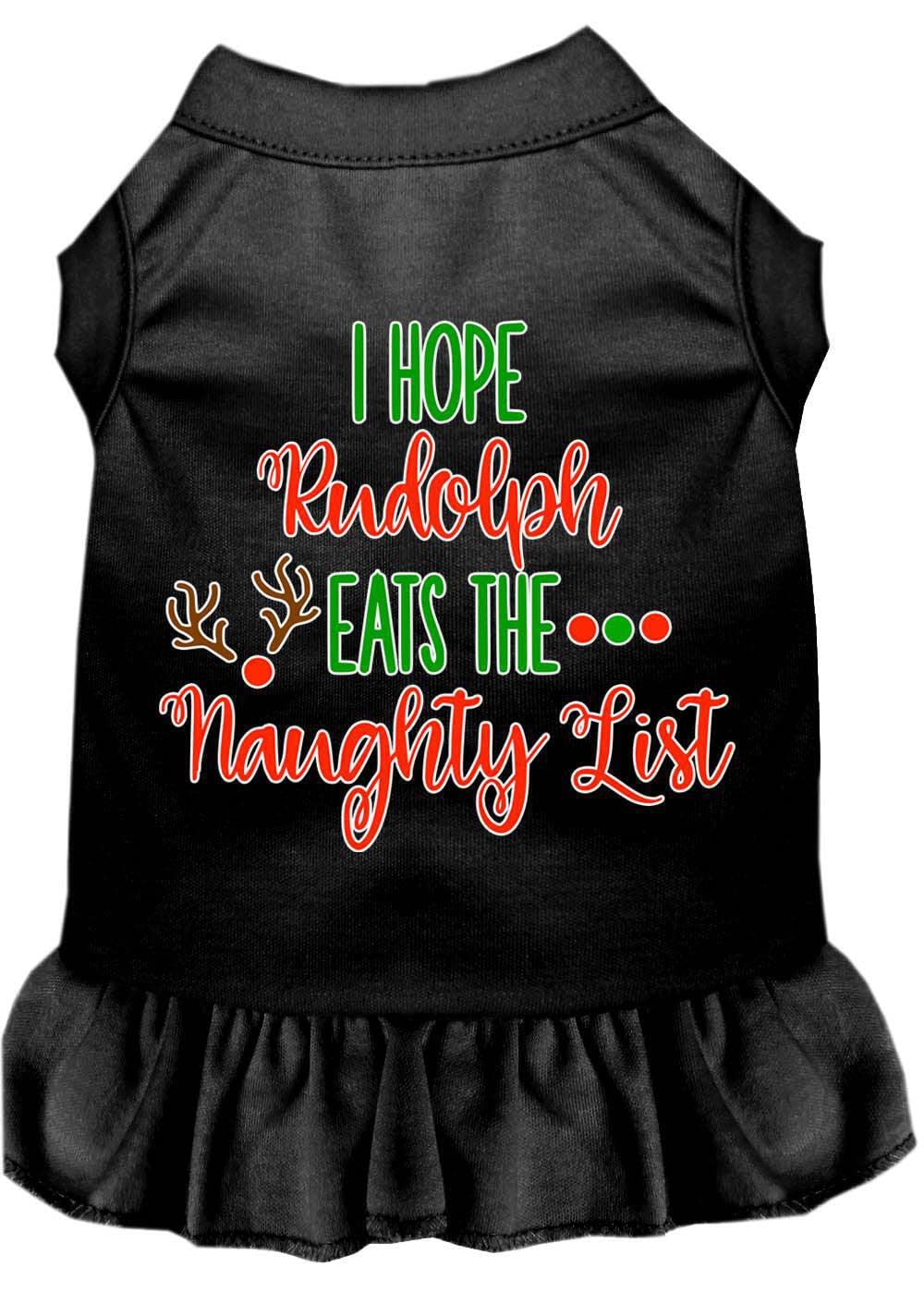 Christmas Pet Dog & Cat Dress Screen Printed, "I Hope Rudolph Eats The Naughty List" White 3XL (25-35 lbs.)