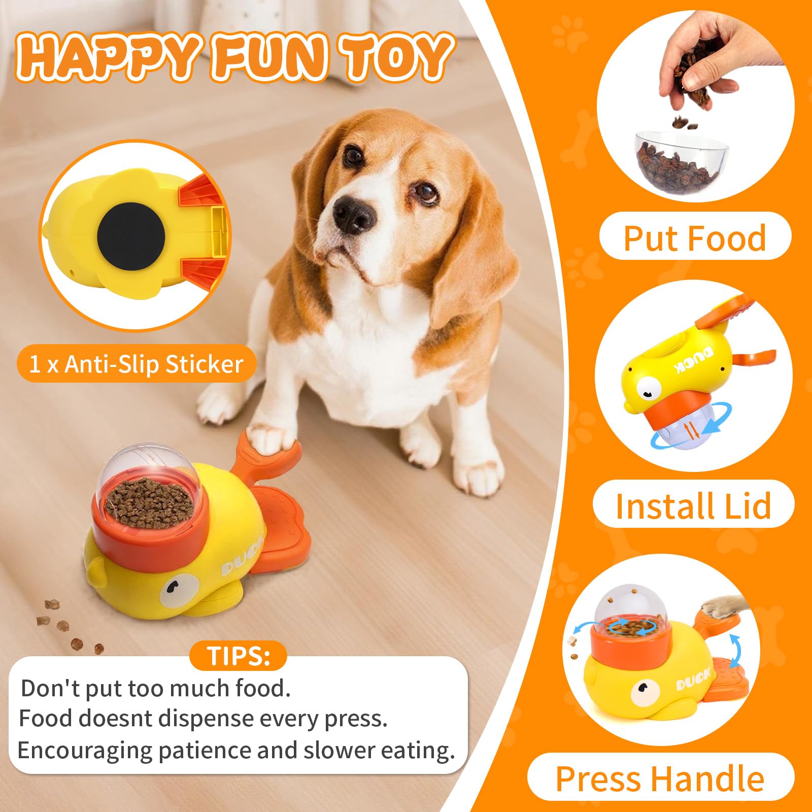 VOXGET Interactive Treat Dispenser Dog Toy, Duck Puzzle Treat Toy for Small Large Smart Cats Dogs IQ Training and Mental Stimula