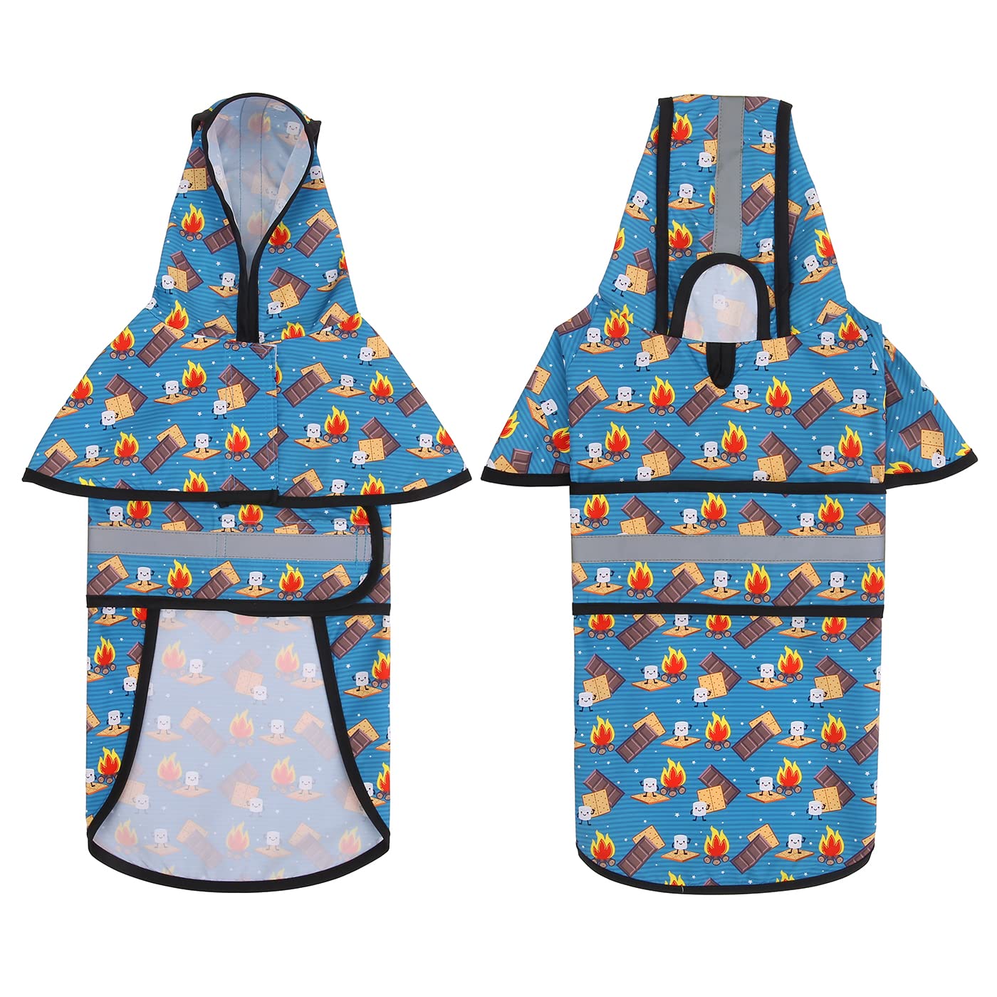 Hde Dog Raincoat Hooded Slicker Poncho For Small To X-Large Dogs And Puppies Happy Camper - S