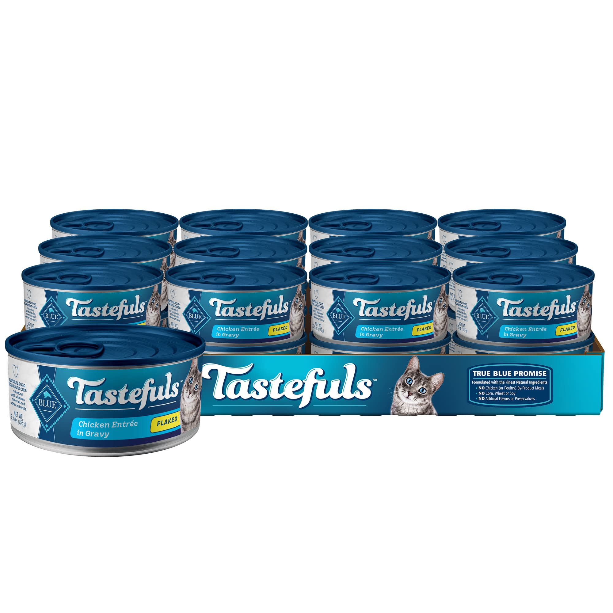 Blue Buffalo Tastefuls Natural Flaked Wet Cat Food, Chicken Entr  e in Gravy 5.5-oz cans (Pack of 24)