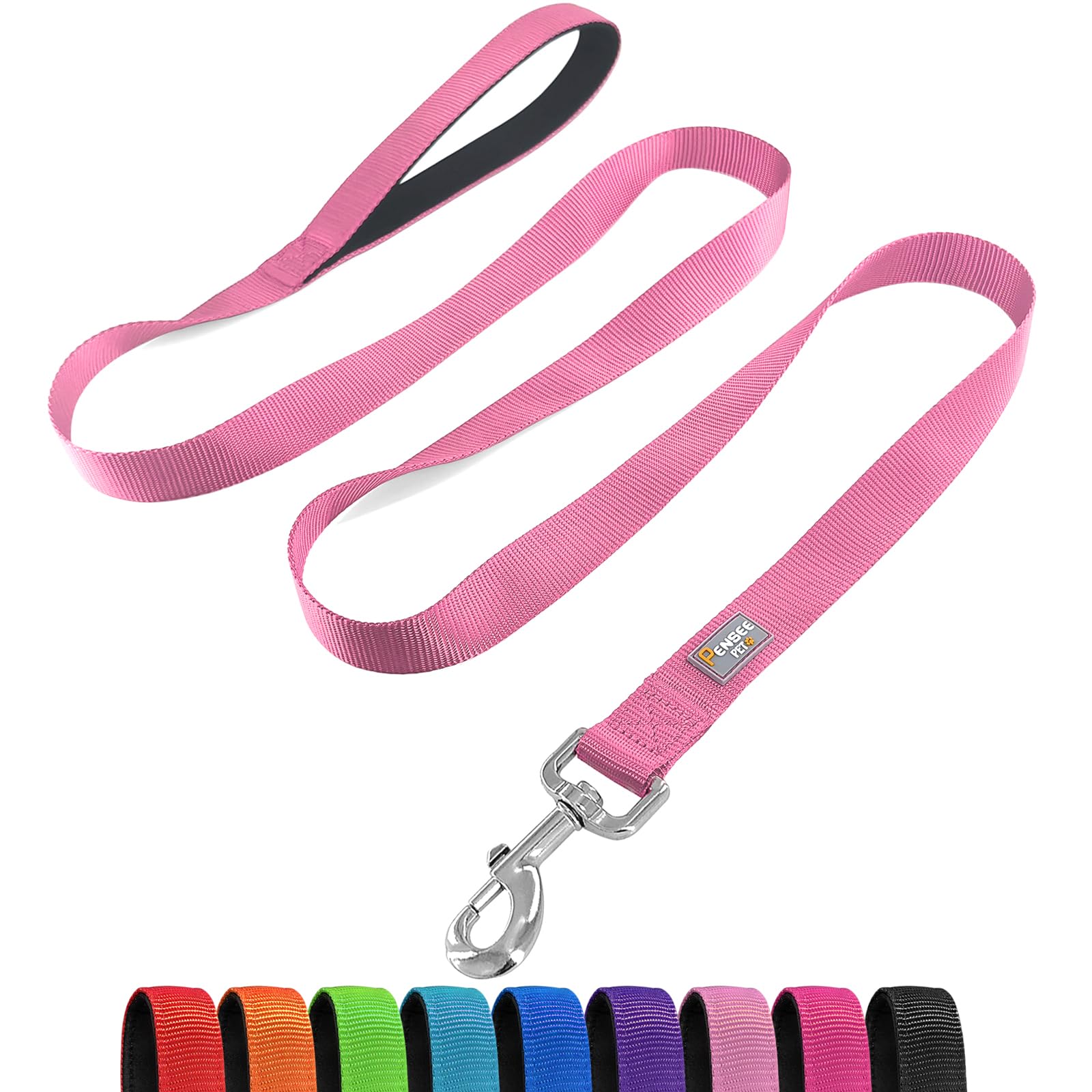 Penseepet Basic Dog Leashes 6 Ft Padded Handle Nylon Dogs Leashes For Small Dogs Pink