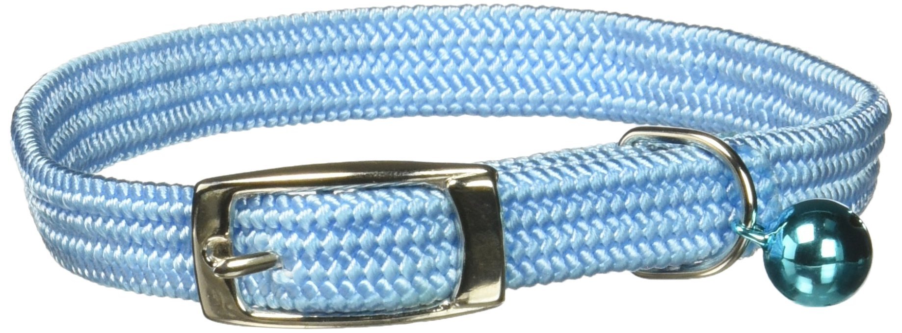 Omnipet Kool Kat Elastic Cat Safety Collar With Bell, Light Blue, 10''