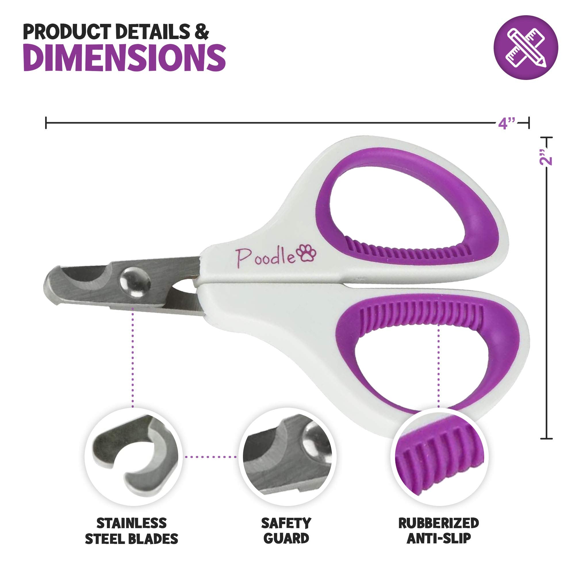 Cat Nail Clipper, Dog Nail Trimmers - Pet Claw Scissors For Cats, Dogs, Rabbits & Small Animals - Sharp Stainless Steel Professional Grooming Tool - Gentle Yet Effective