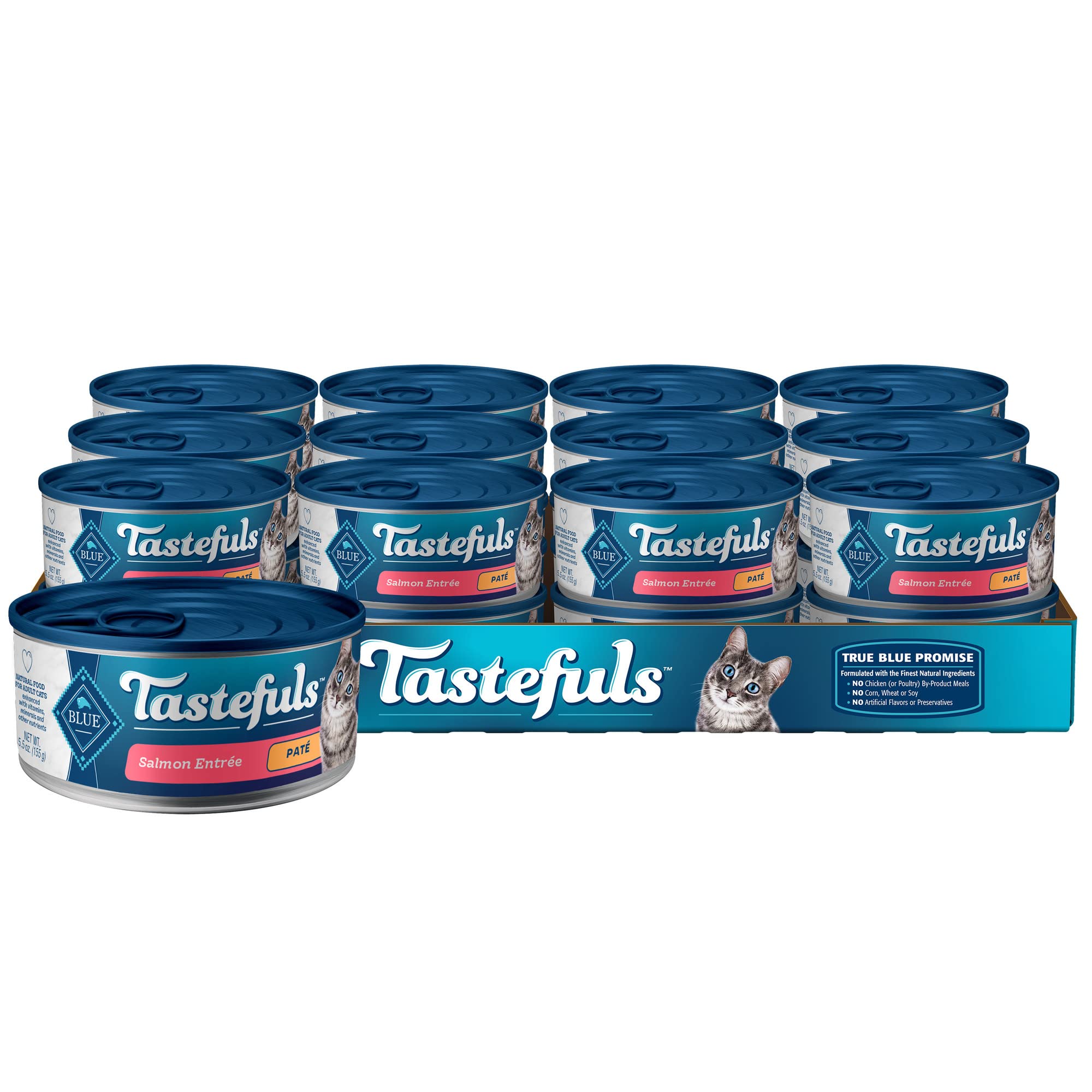 Blue Buffalo Tastefuls Wet Cat Food Pat  , Made with Natural Ingredients, Salmon Entr  e, 5.5-oz Cans (24 Count)