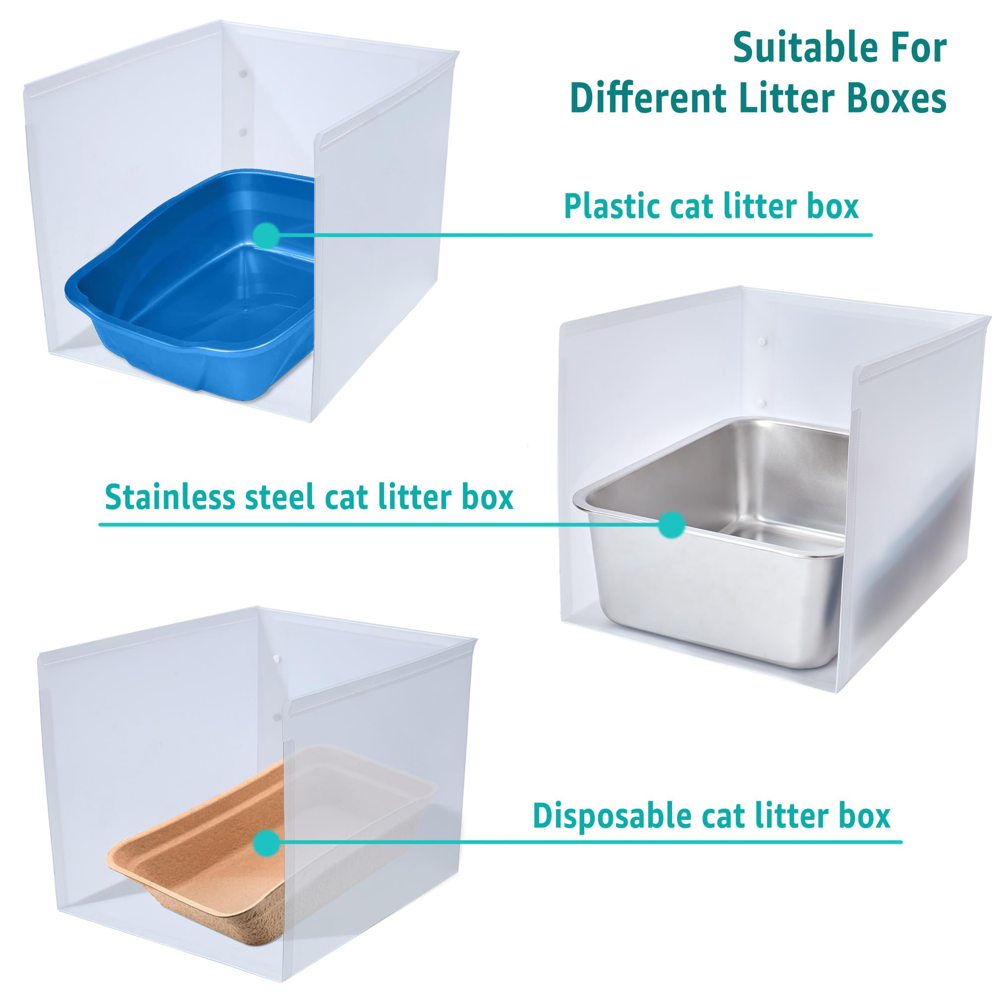 Jimeiqi Large (17.7'' Lx13.8'' Wx13.8'' H) White Classic Cat Litter Box Pee Shields Waterproof, Foldable Easy Clean Pet Cat/Kitt