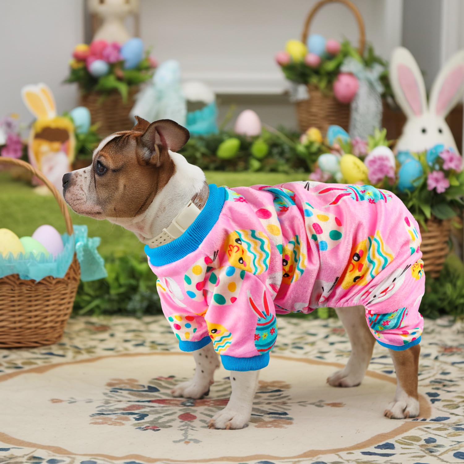 Dog Easter Outfit Dog Pajamas Soft Lightweight Velvet Pet Onesie Easter Dogs Clothes For Small Medium Large Pet Dogs Cats