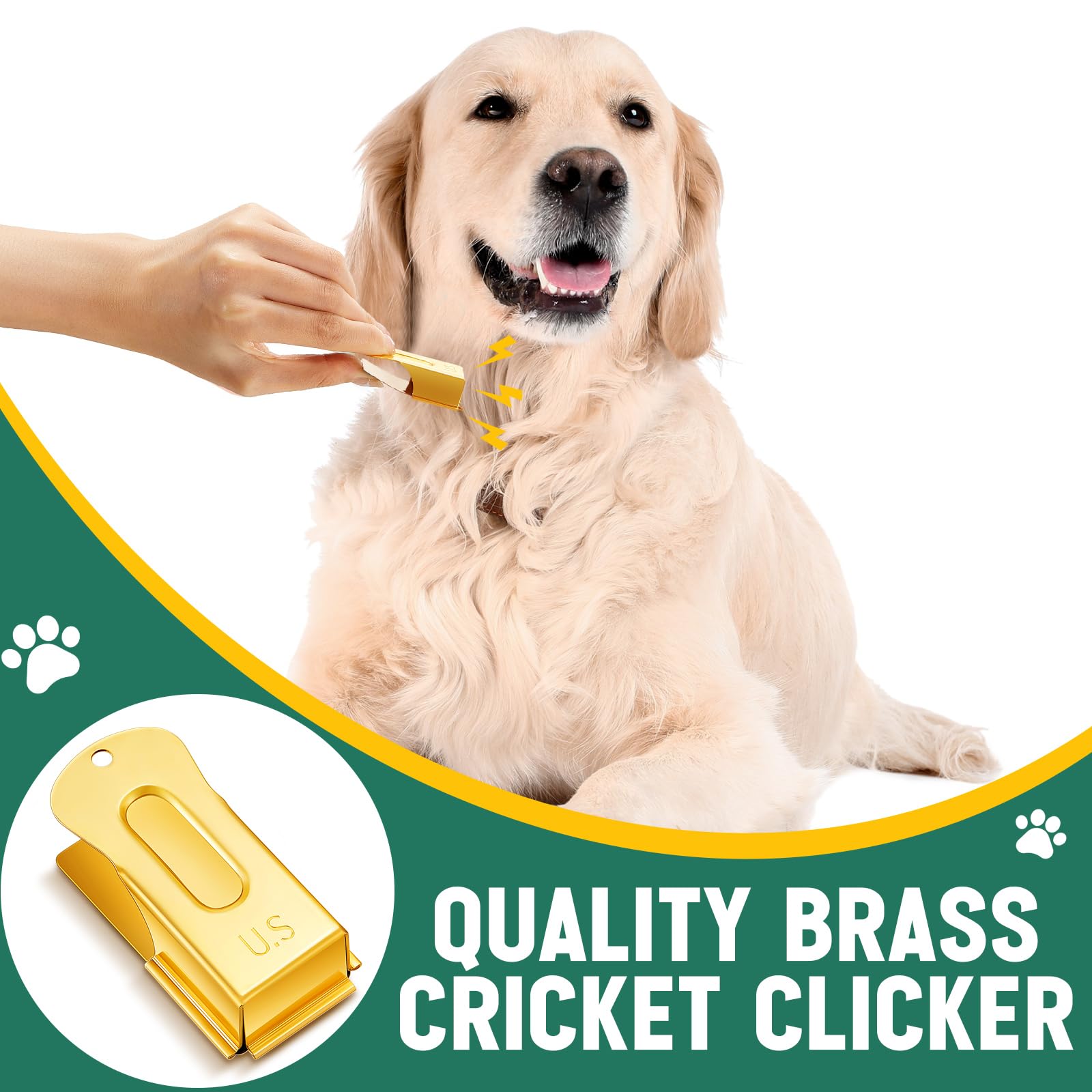 Vercanmonth 2 Pieces Brass Pet Training Clicker Signaling Cricket Clicker Metal Dog Clicker For Puppy Cats Trainer Pet Owners (G