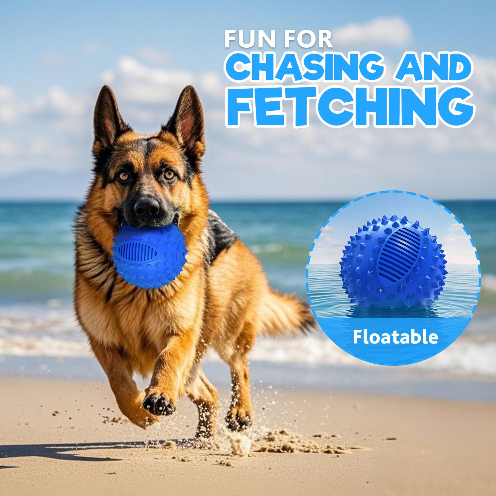 Petizer 4'' Squeaky Dog Balls For Aggressive Chewers, Durable Interactive Spiky Ball For Teething, Indestructible Rubber Dog Che