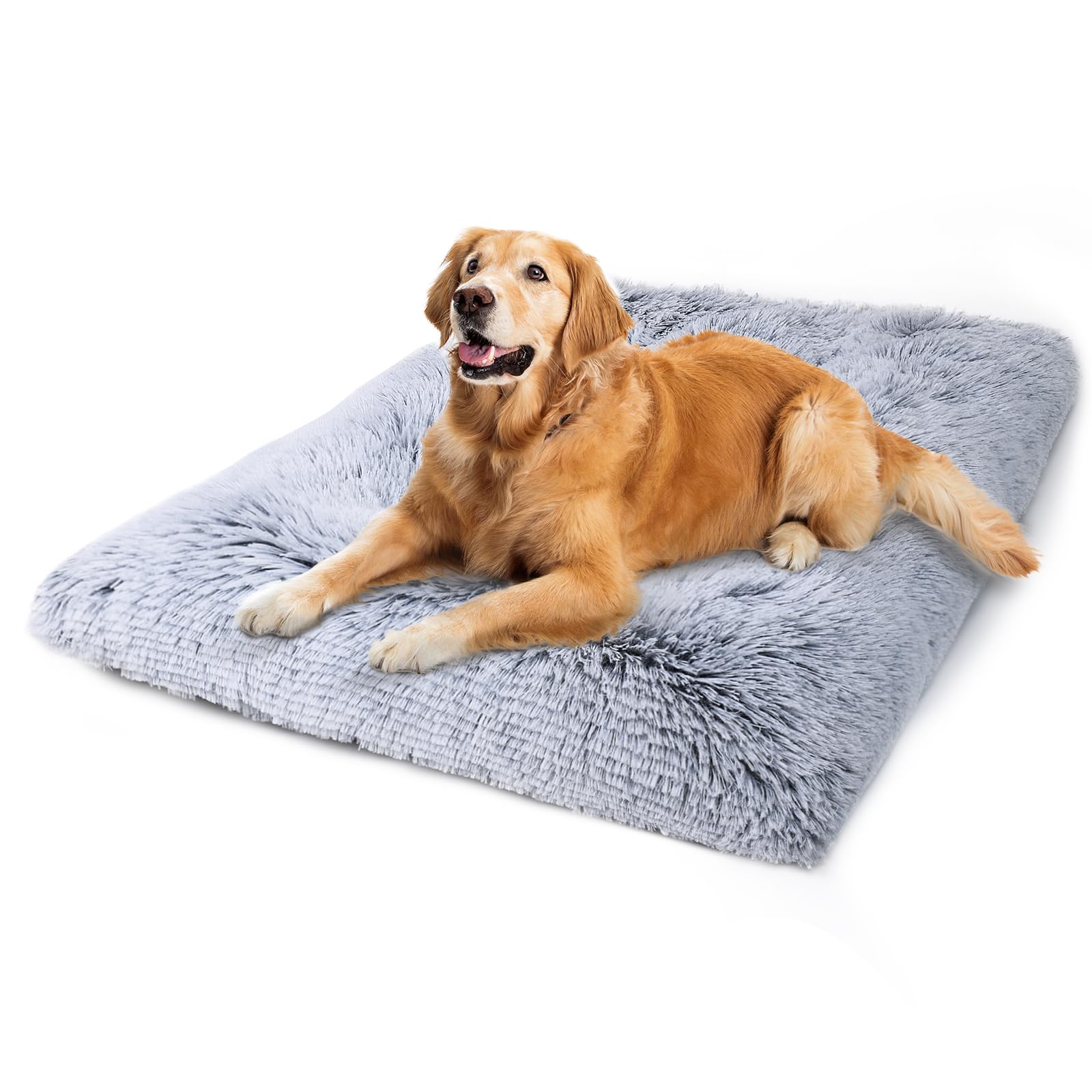 Vonabem Dog Bed, Extra Large, Plush Soft Pet Beds For Xl Dogs, Crate Pad, Washable, 41L X 27W X 2H Inches, 100 Lbs Capacity, Grey