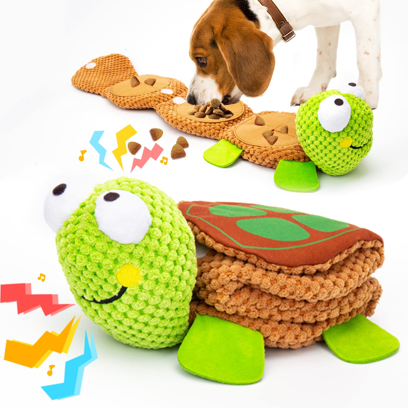 lilfrd Dog Puzzle Toys - Enrichment Squeaky Crinkle Snuffle Treat Dispensing Smart Dog Toys for Boredom and Stimulating, Durable
